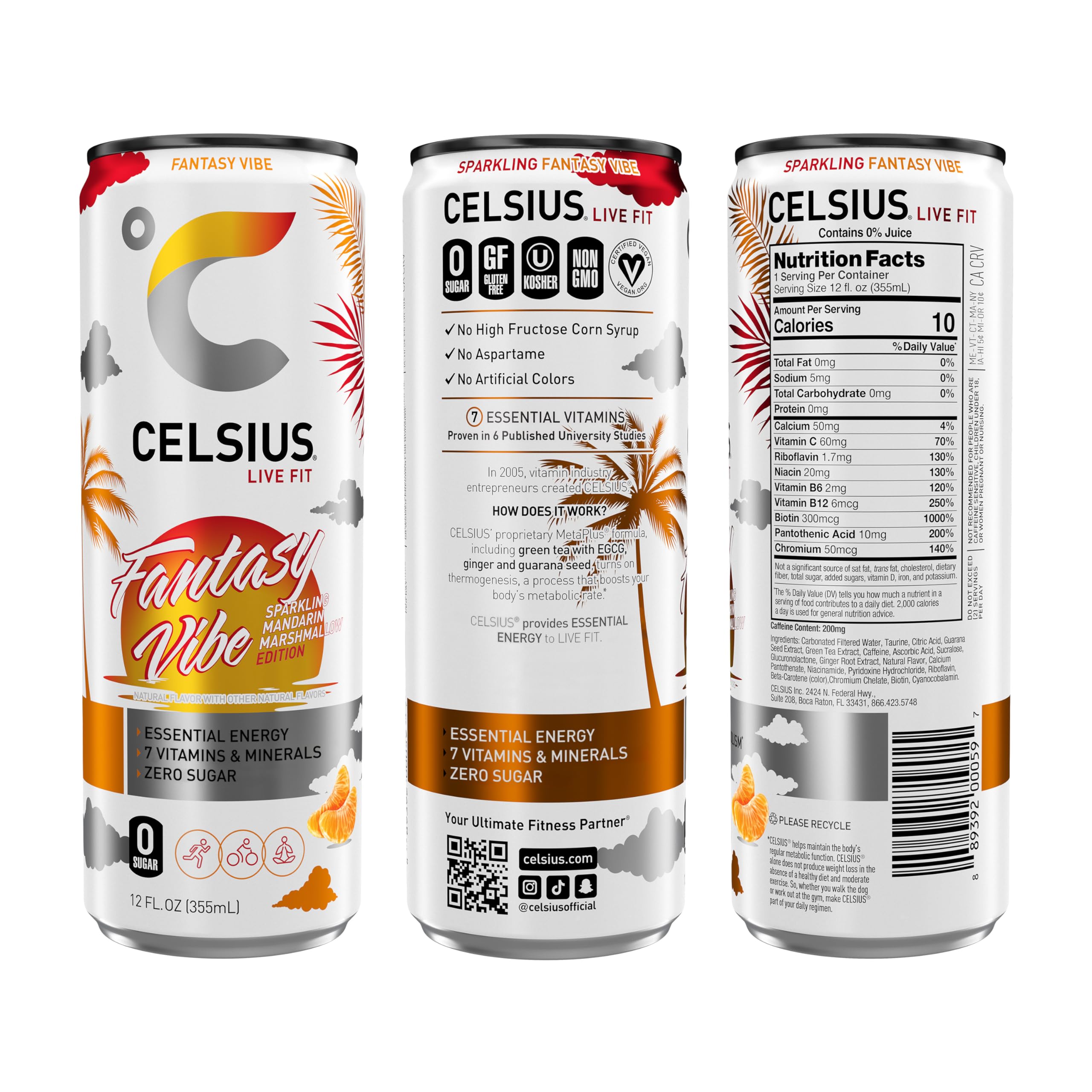 CELSIUS Sparkling Fantasy Vibe, Functional Essential Energy Drink, 12 Fl Oz (Pack of 12) CELSIUS uk supplements