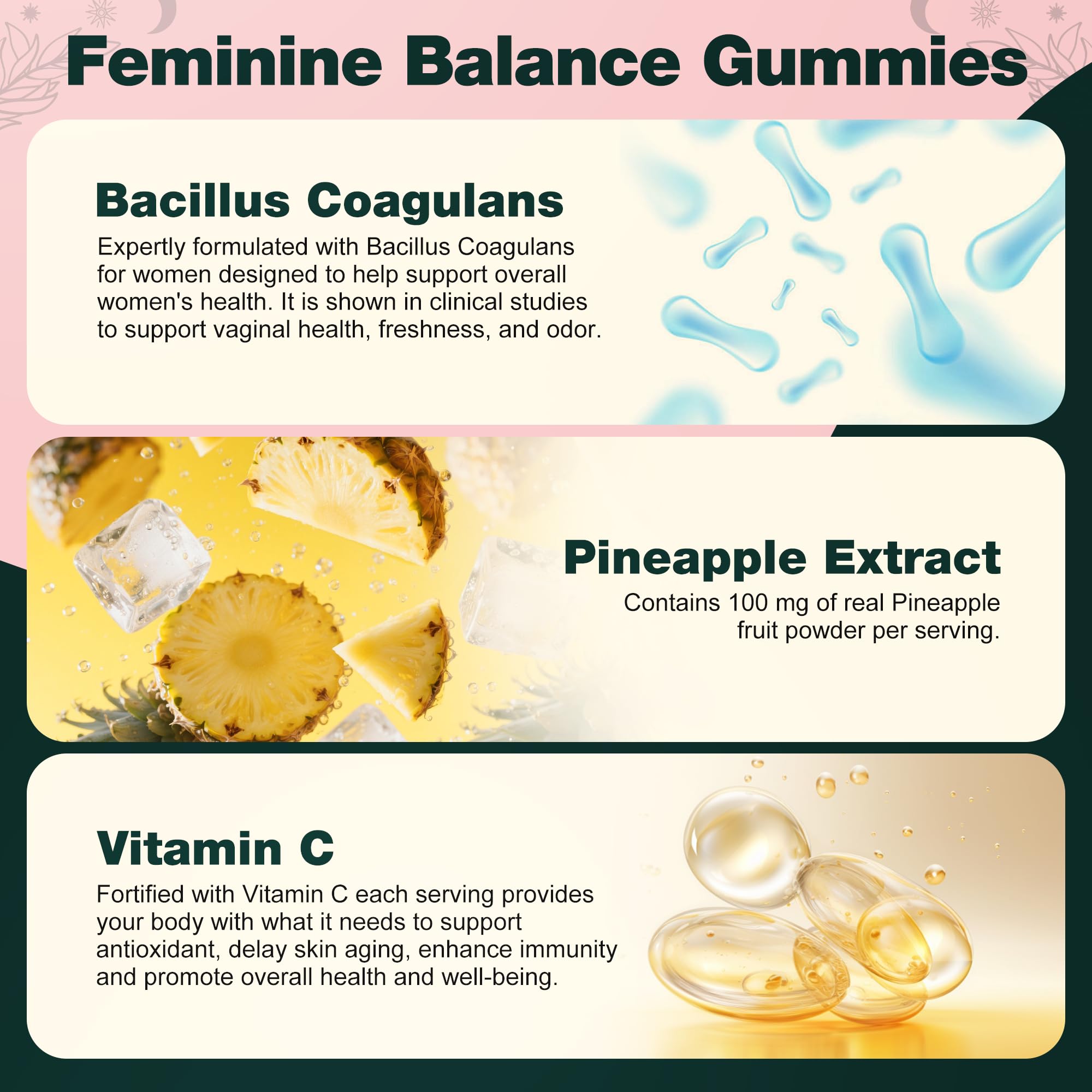 Oneoo Feminine Balance Gummies - Premium Balance Gummies for Women's pH Health, Feminine Gummy for Immune & Energy Support, Vegan, Gluten-Free, Hawaiian Pineapple, 60 Count Oneoo uk supplements