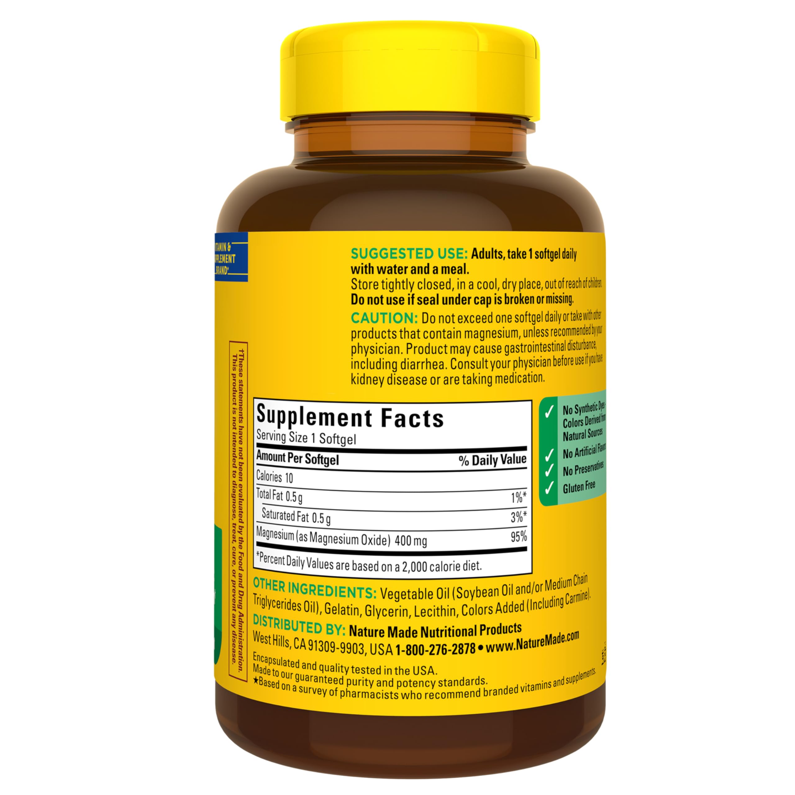 Nature Made Magnesium Oxide 400 mg Softgels, Extra Strength Magnesium Supplements for Men and Women, Support for Muscle, Nerve, Bone and Heart, 110 Day Supply Nature Made uk supplements
