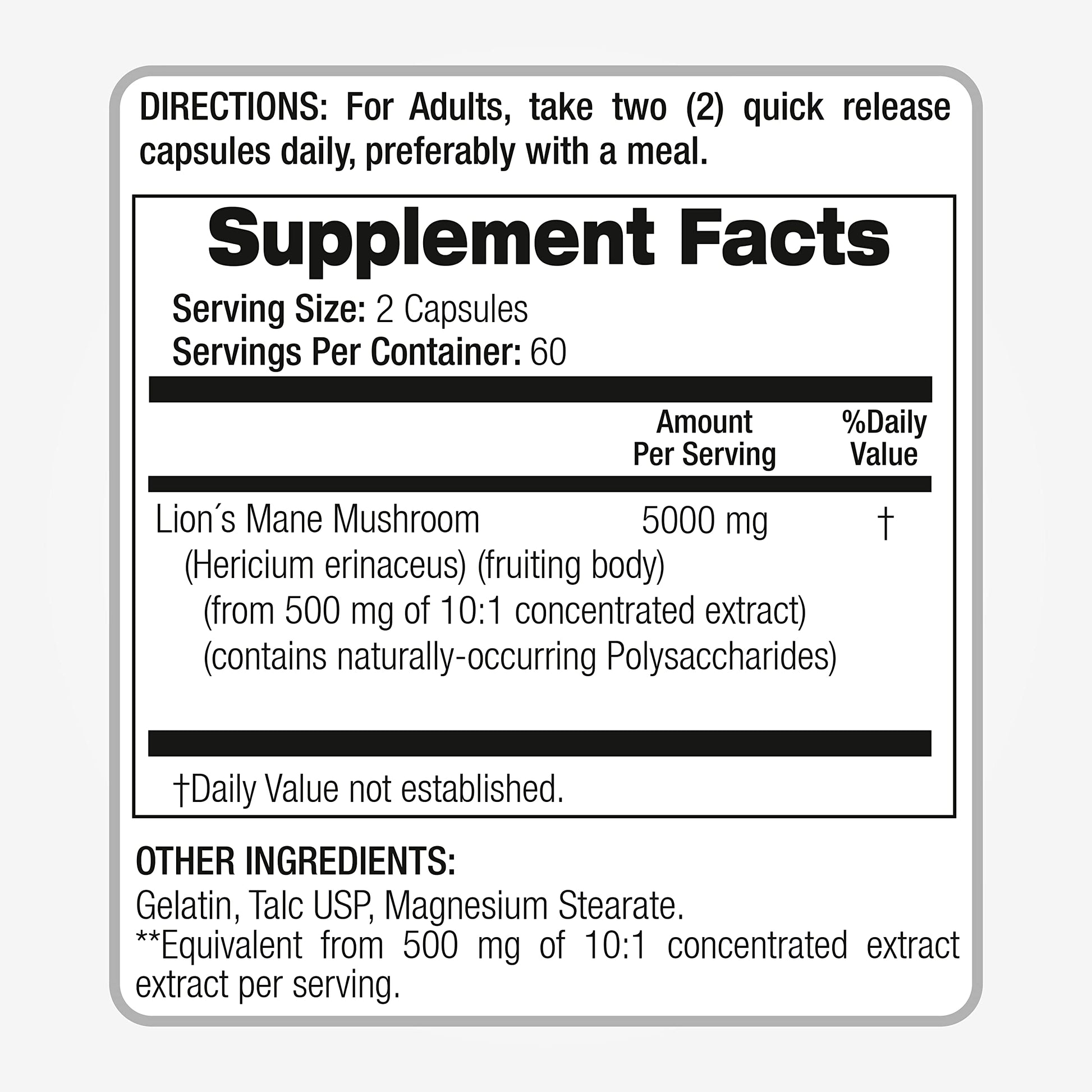 Lab | Lions Mane | 5000 mg per Serving | 120 Capsules | lions mane supplement | lions mane FITO MEDIC'S uk supplements