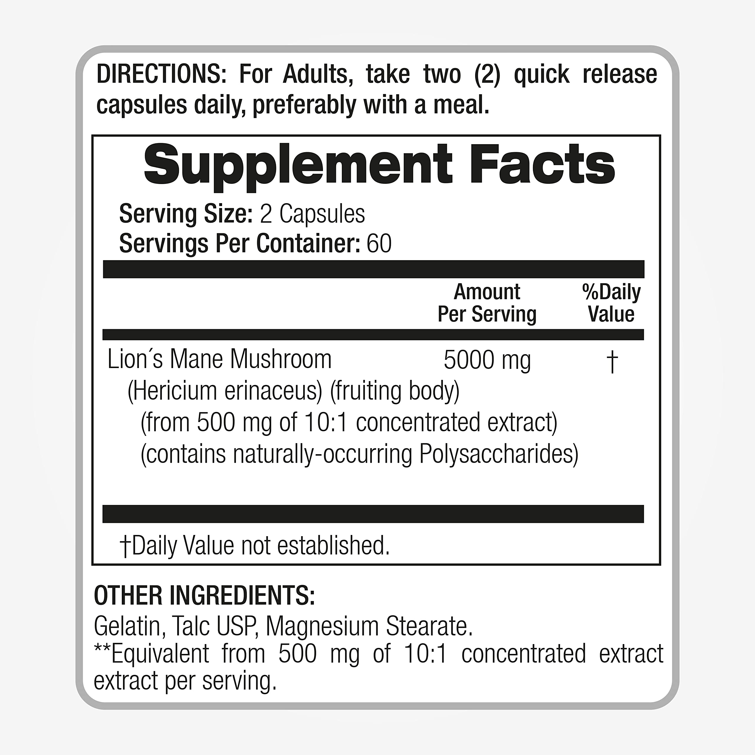 Lab | Lions Mane | 5000 mg per Serving | 120 Capsules | lions mane supplement | lions mane FITO MEDIC'S uk supplements