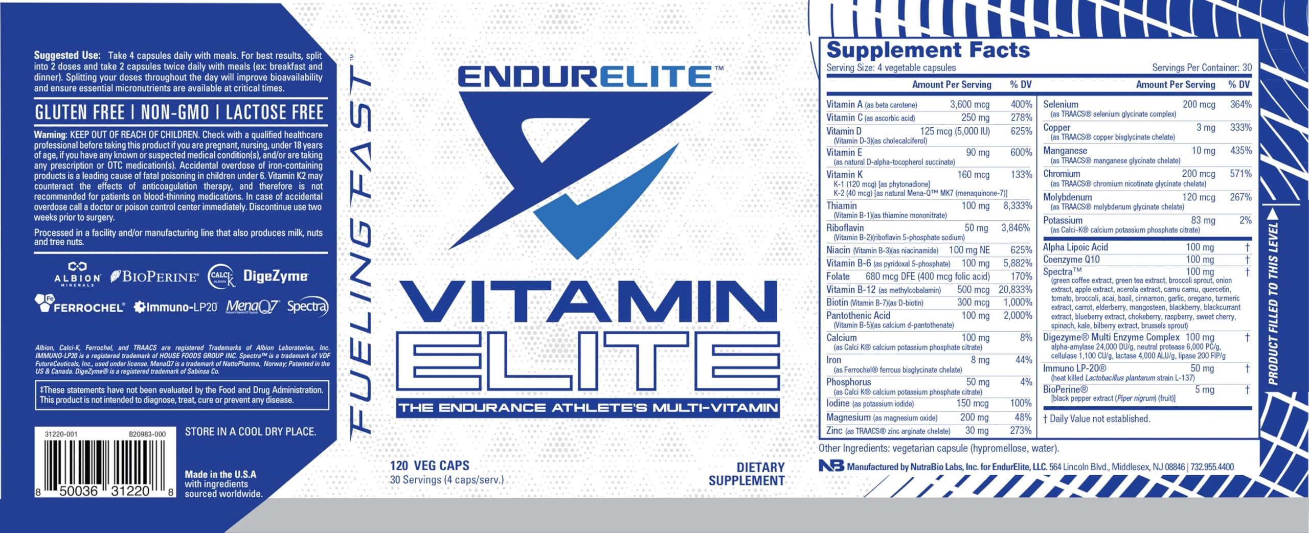 EndurElite Vitamin Elite - Complete Multivitamin for Men and Women - 120 Capsules EndurElite uk supplements