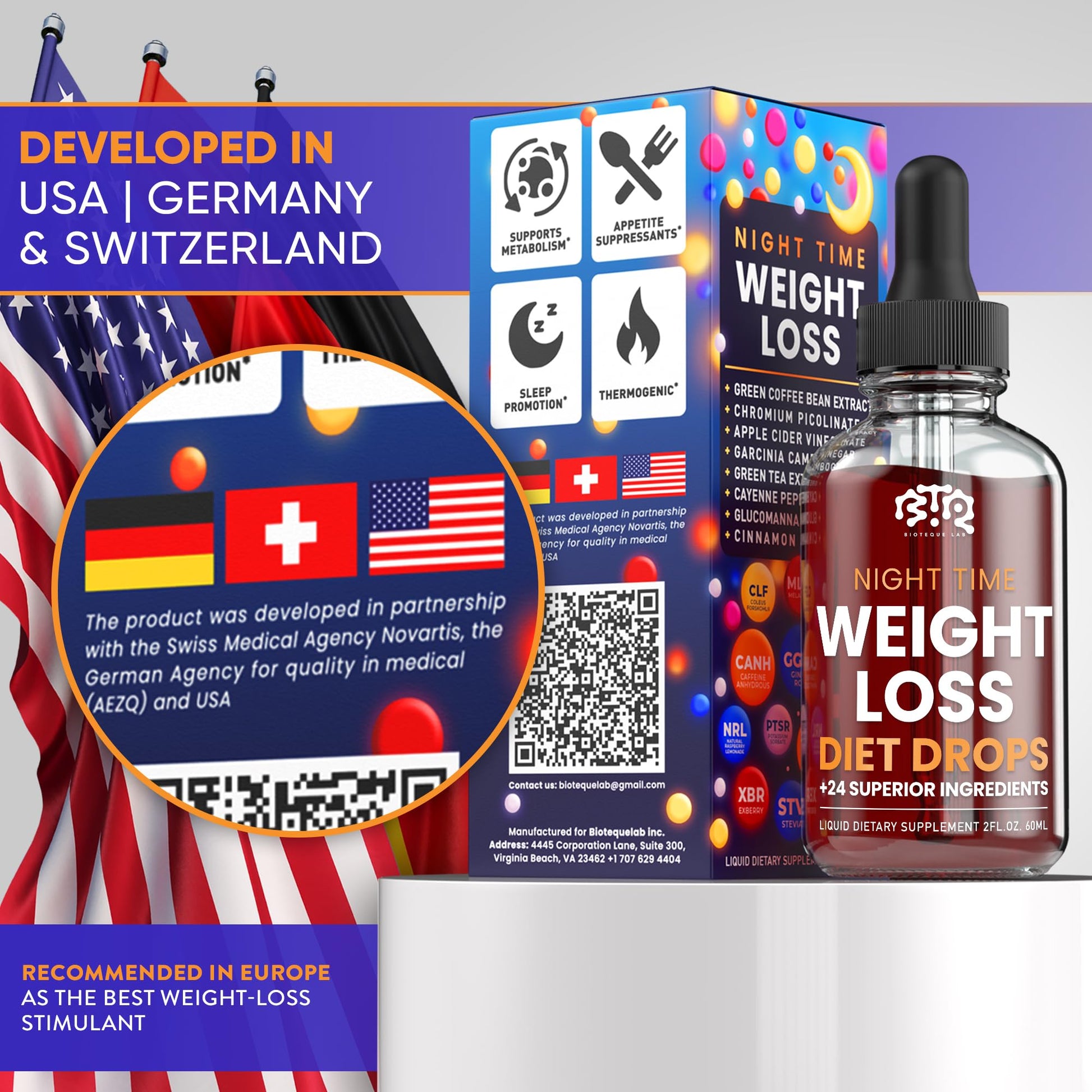 BIOTEQUELAB Night Time Weight Loss Diet Drops - Appetite Control, Fat BIOTEQUELAB uk supplements