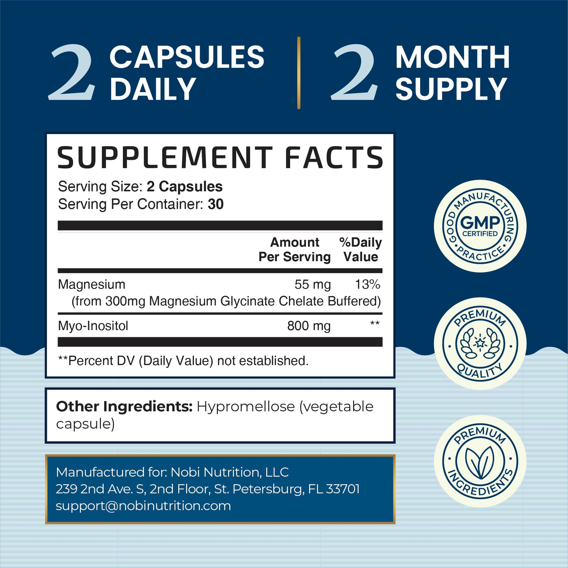 Complete Sleep Support | Myo Inositol + Magnesium Glycinate | Restful Sleep & Relaxation Support | 1100MG Complex | Melatonin-Free, Non-GMO | Inositol Supplement with Magnesium-Glycinate | 60 Ct Nobi Nutrition uk supplements
