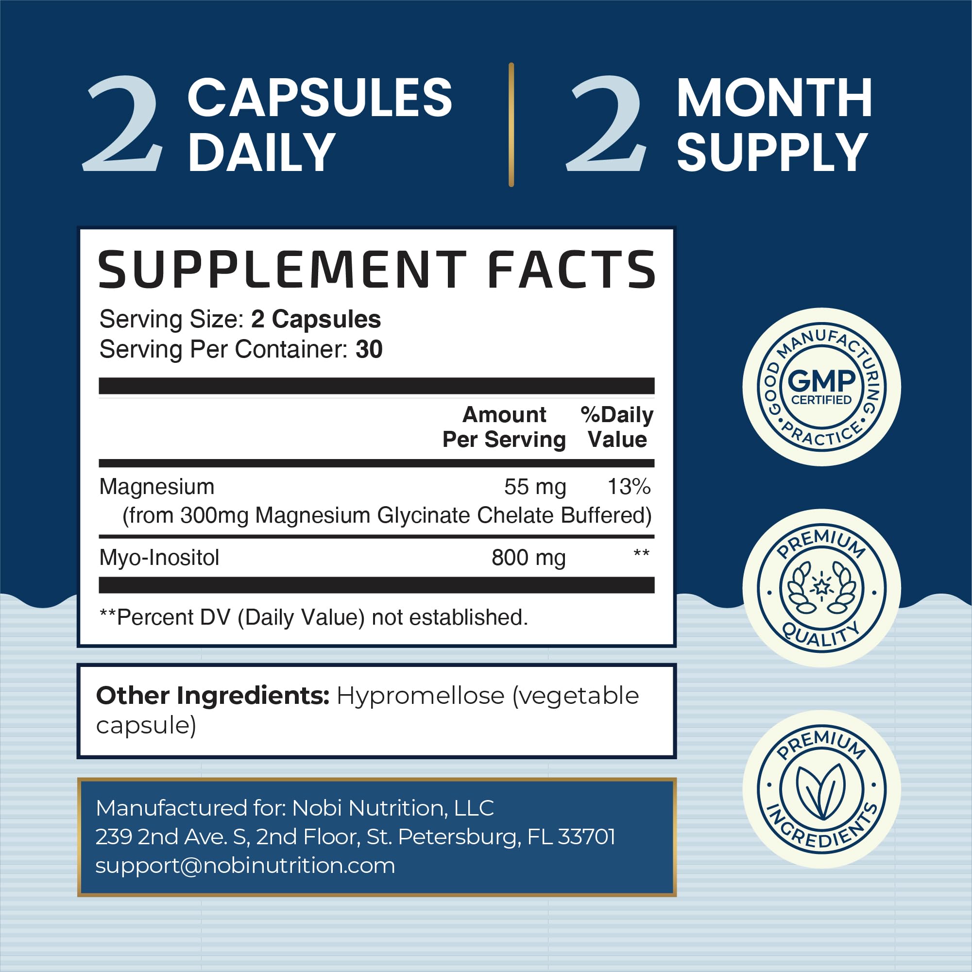 Complete Sleep Support | Myo Inositol + Magnesium Glycinate | Restful Sleep & Relaxation Support | 1100MG Complex | Melatonin-Free, Non-GMO | Inositol Supplement with Magnesium-Glycinate | 60 Ct Nobi Nutrition uk supplements