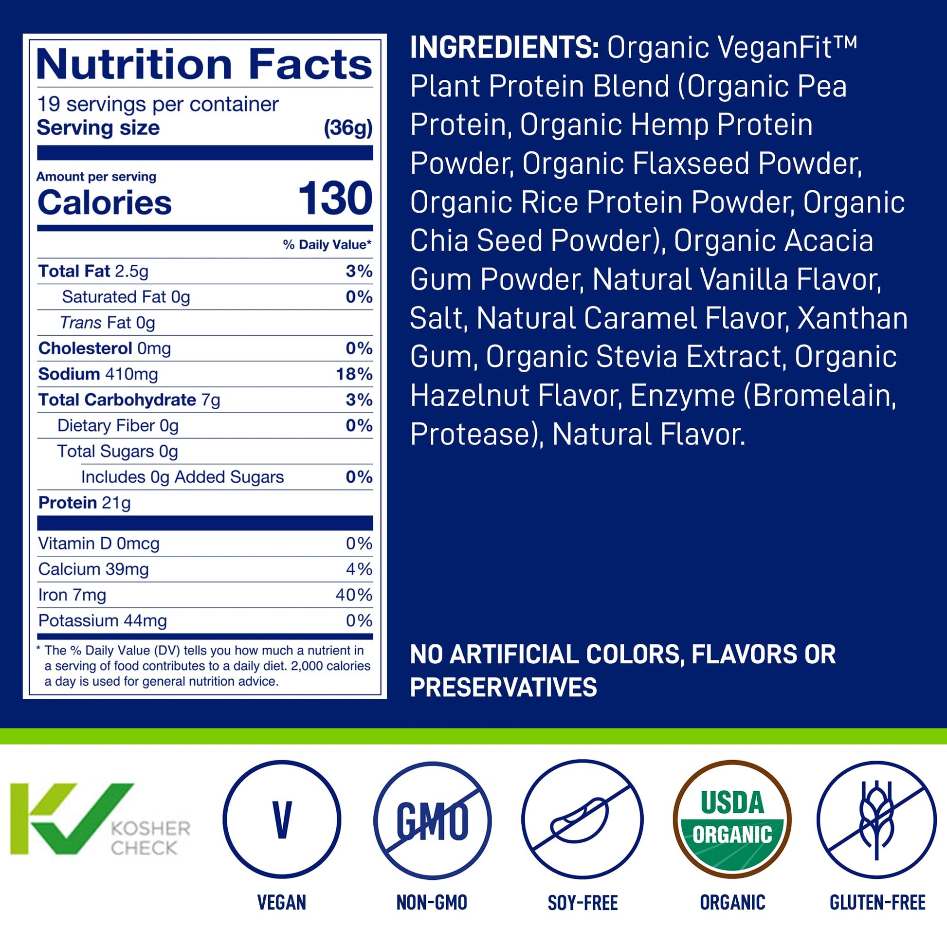 LeanFit Organic Plant-Based Protein, Natural Vanilla Flavor, 21g Vegan Protein, 19 Servings LeanFit uk supplements