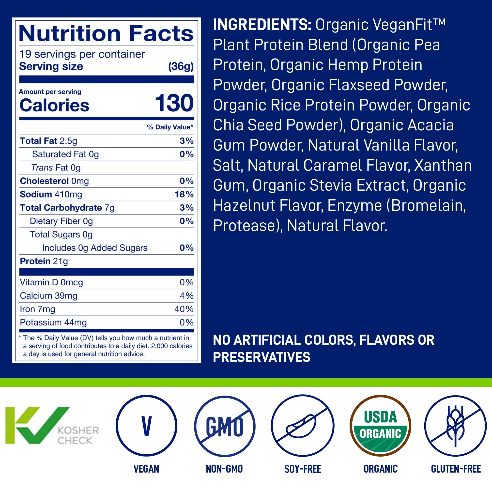 LeanFit Organic Plant-Based Protein, Natural Vanilla Flavor, 21g Vegan Protein, 19 Servings LeanFit uk supplements