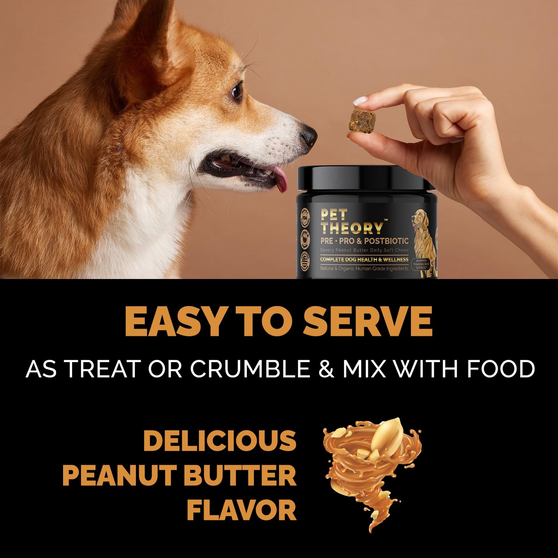 Pet Theory Probiotics for Dogs. Dog Digestive Health-Pre Pro and Postbiotic Combination-Pet Supplements for Gut Health-Supports Digestion, Boost Immunity-100CT Soft Chews Pet Theory uk supplements