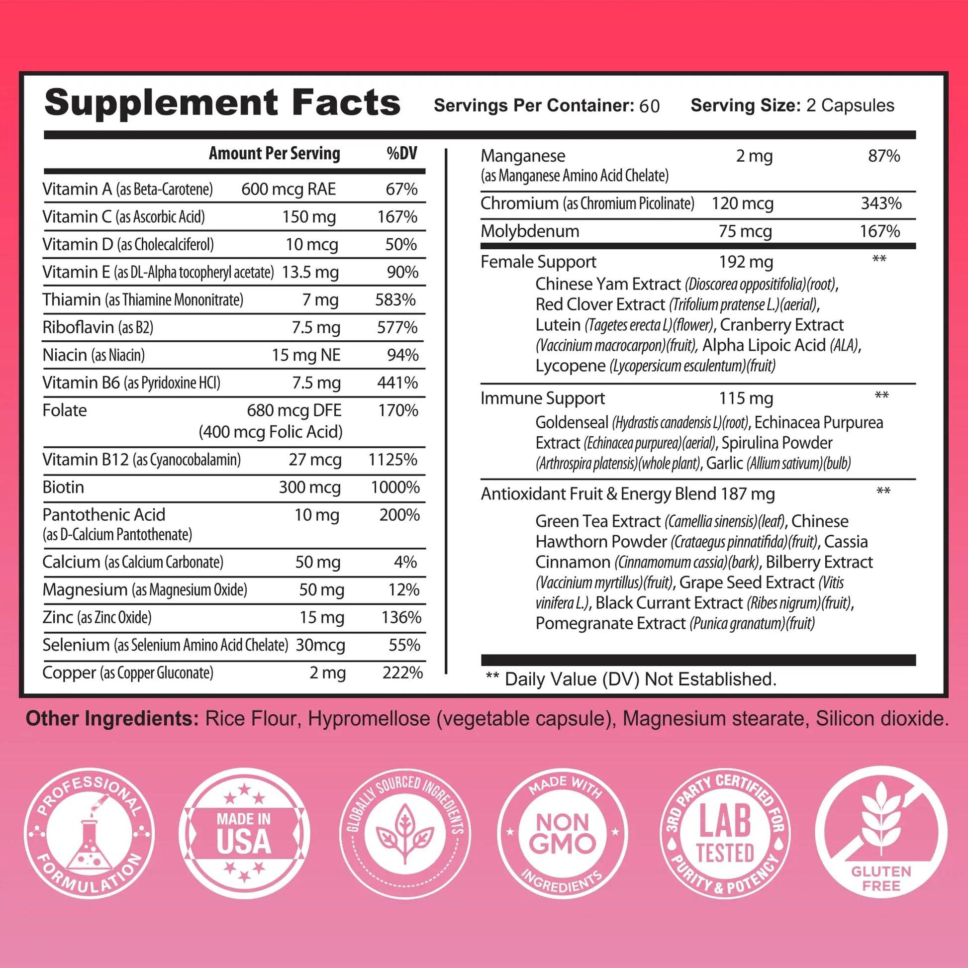 Multivitamin for Women - Supplement for Energy, Immunity, & Female Support - Daily Vitamins for Women with Biotin, Calcium, Magnesium Benevolent Nourishment uk supplements
