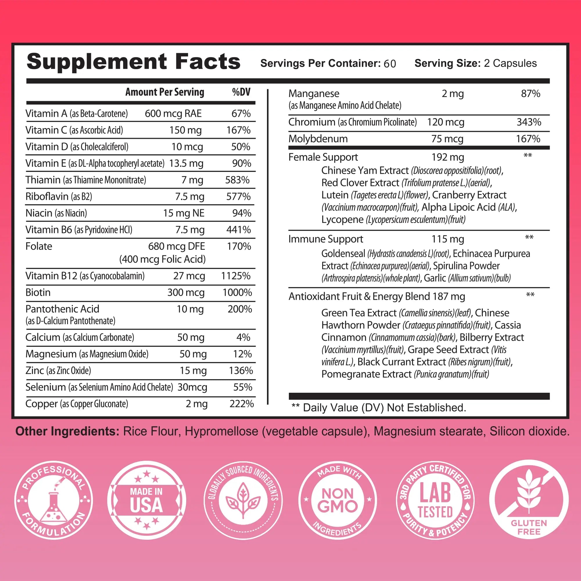 Multivitamin for Women - Supplement for Energy, Immunity, & Female Support - Daily Vitamins for Women with Biotin, Calcium, Magnesium Benevolent Nourishment uk supplements