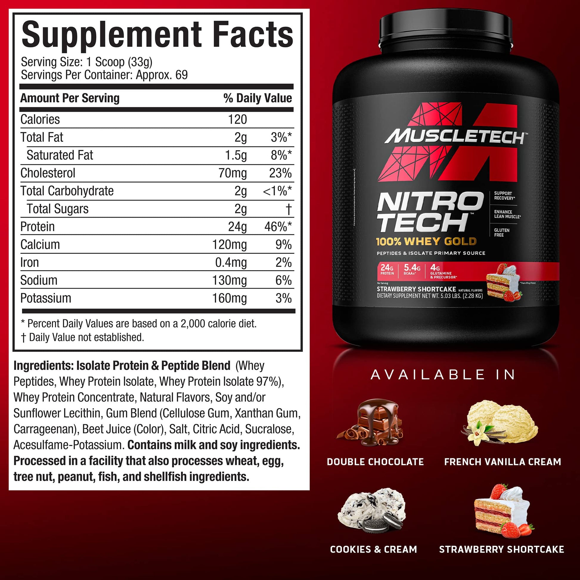 Whey Protein Powder MuscleTech Nitro-Tech Whey Gold Protein Powder Whey Protein MuscleTech uk supplements