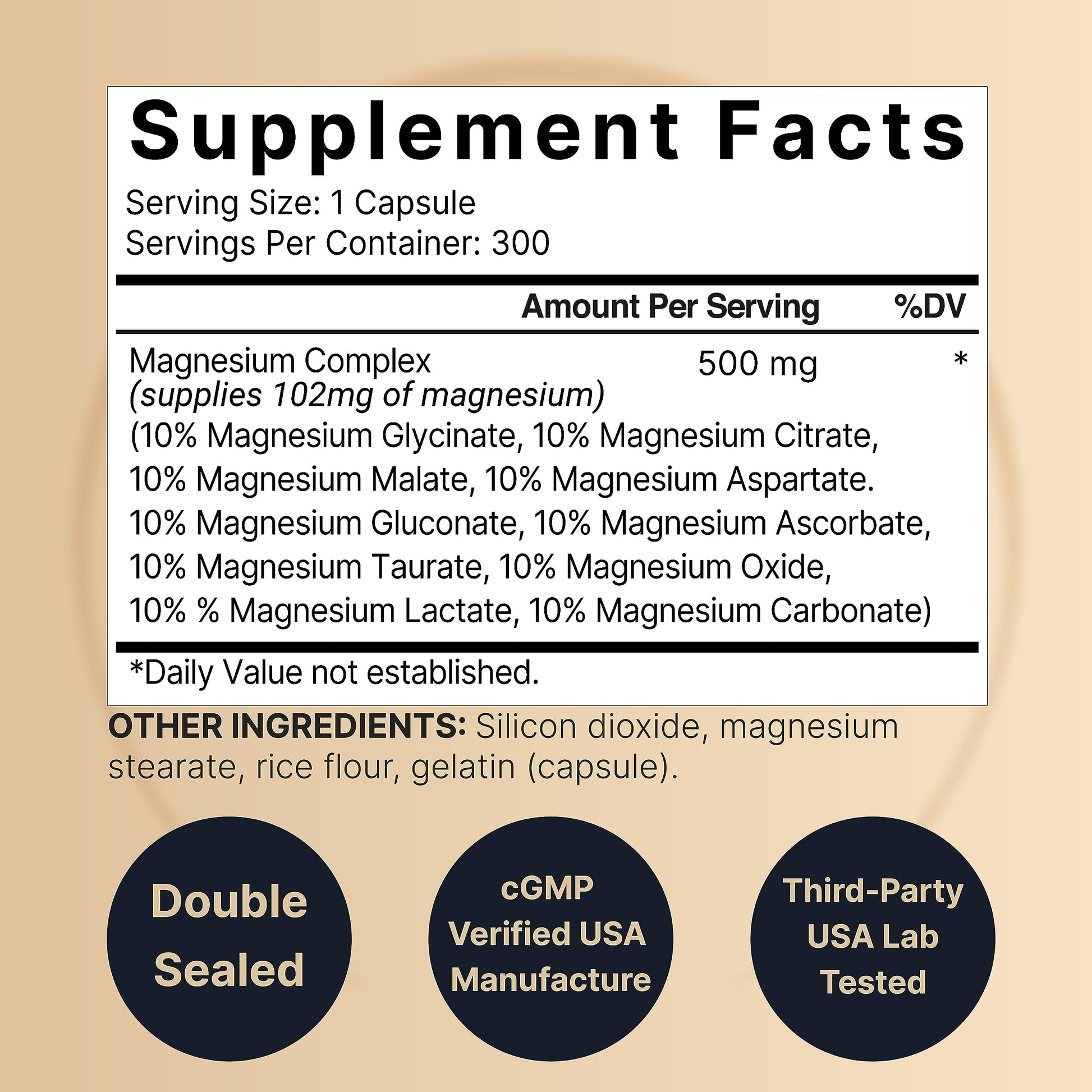 Magnesium Complex Supplement 500mg, 300 Capsules | 10 Active Forms – Glycinate NatureBell uk supplements