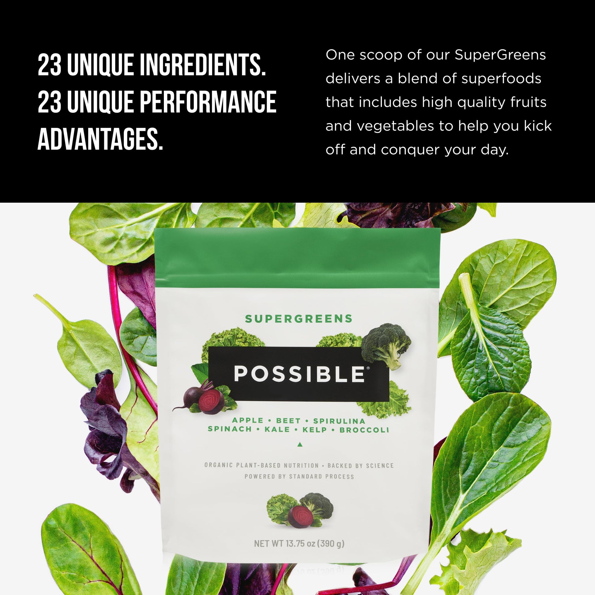 Possible SuperGreens - Potent Superfoods Blend - Plant-Based Antioxidant Support - Greens Powder Supplement & Drink Mix - Non-GMO, Vegan & Gluten-Free - SuperGreens (30 Servings) Possible uk supplements