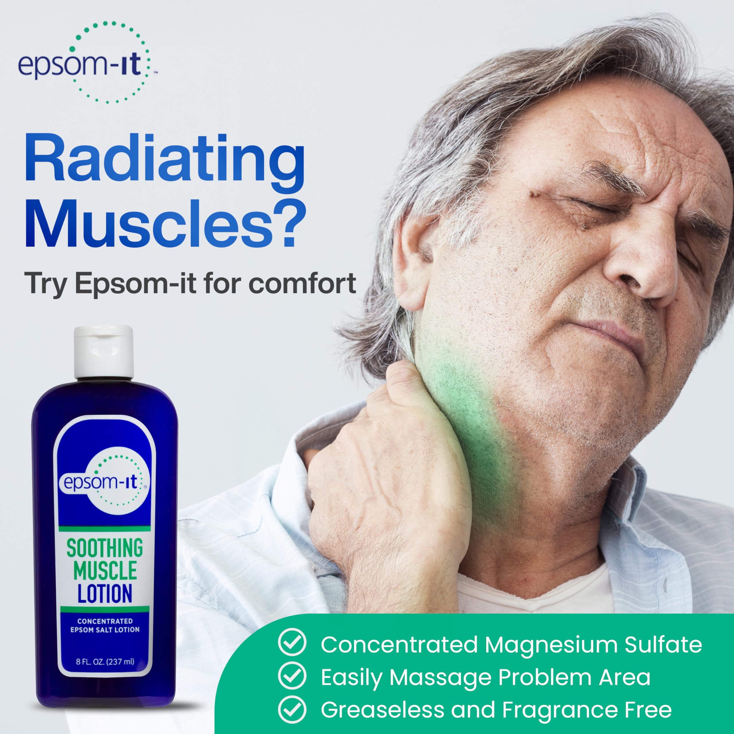 Epsom-It Soothing Muscle Magnesium Lotion – Epsom Salt Topical Cream with Arnica and Magnesium Sulfate - Designed for Muscle Stiffness, Leg Cramps, Feet, Knees and Achy Feet - 8.0 oz EPSOM-IT uk supplements
