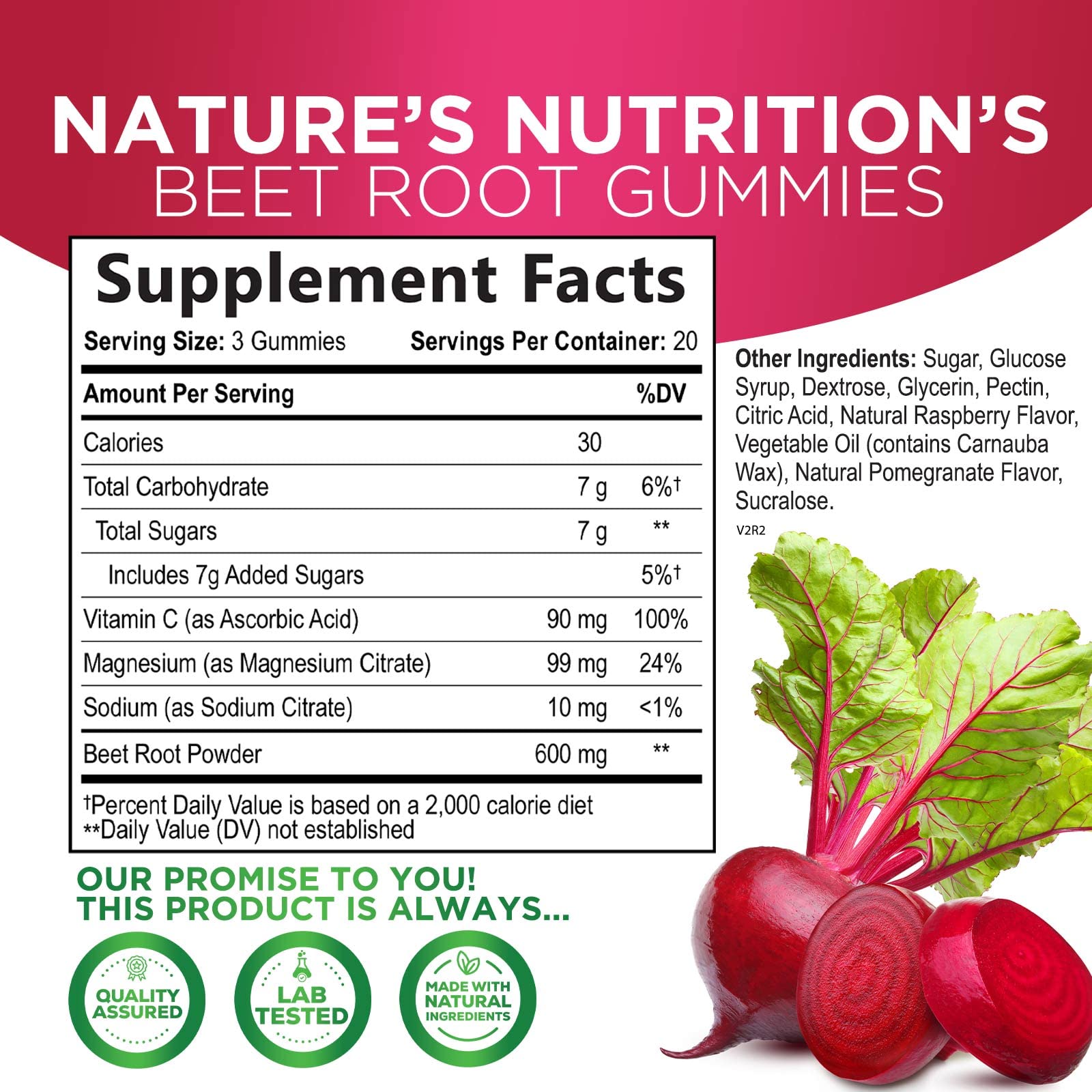 Nature's Nutrition Beet Gummies with Beetroot - Energy & Heart Health Support Nature's Nutrition uk supplements