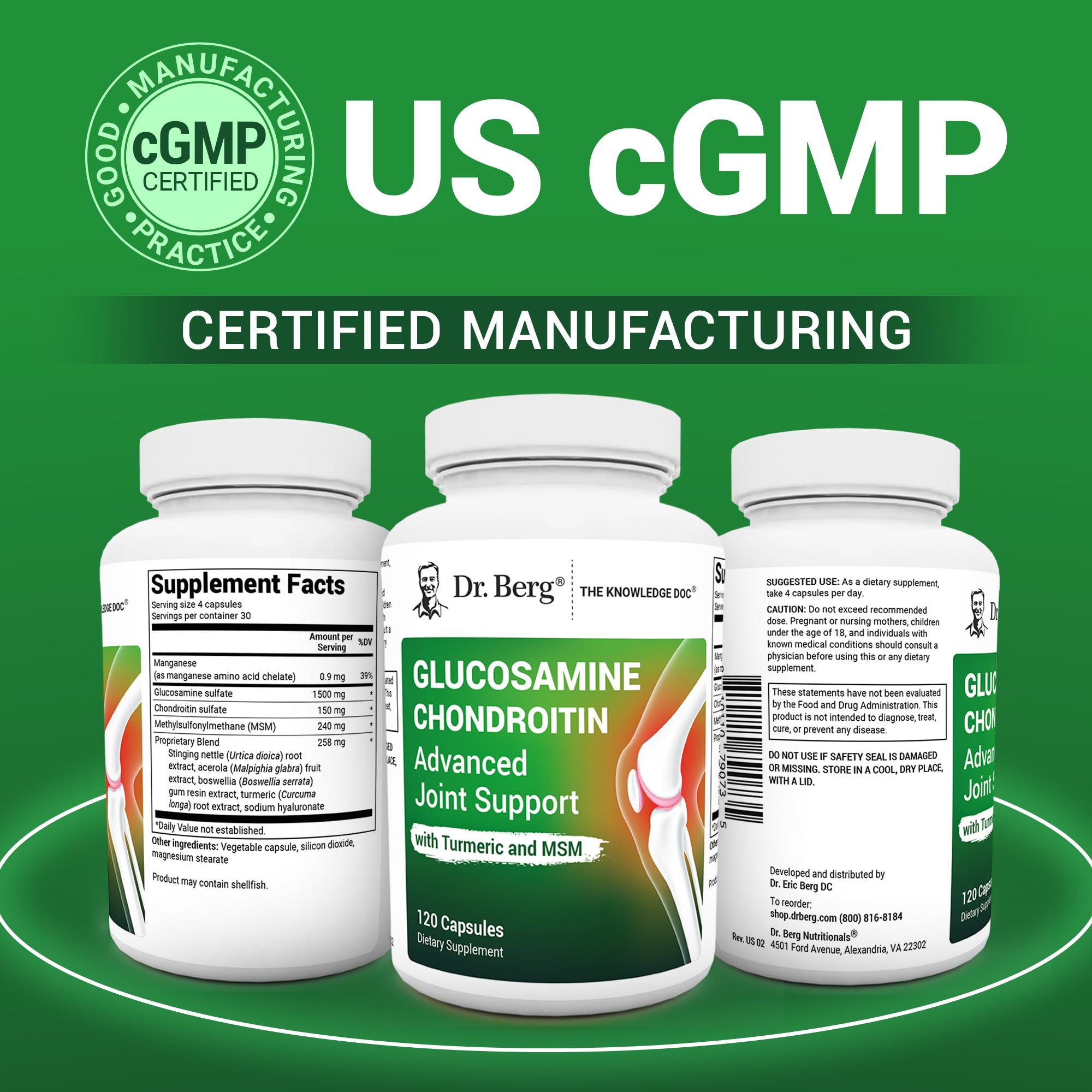Dr. Berg Glucosamine Chondroitin MSM Turmeric & Boswellia - Advanced Joint Support Supplement with 1500 mg Glucosamine Sulfate - Includes 120 Capsules Dr. Berg Nutritionals uk supplements