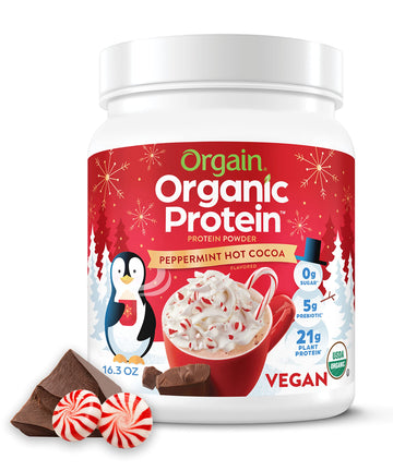 Orgain Organic Vegan Protein Powder, Peppermint Hot Cocoa Seasonal Holiday Flavor Orgain uk supplements