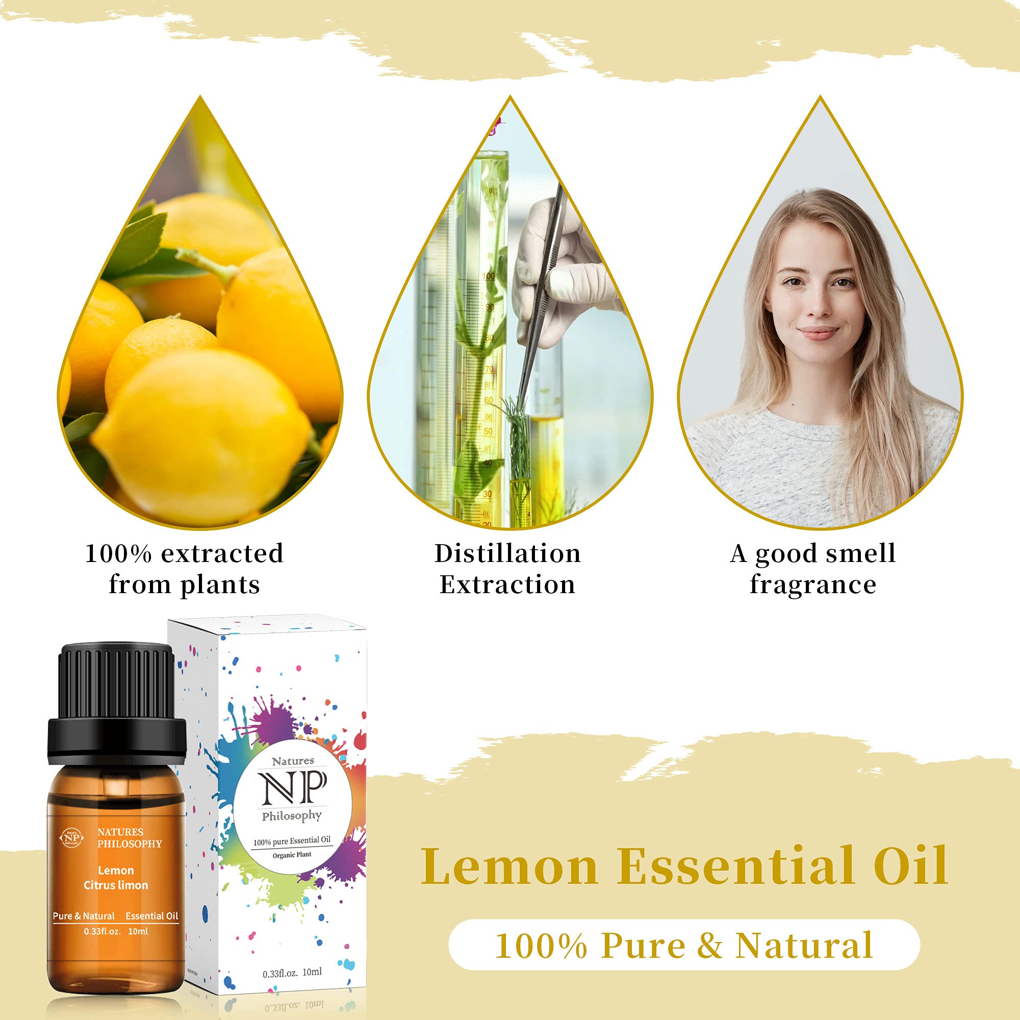Lemon Essential Oil,100% Pure Organic Essential Oils for Aromatherapy, Diffuser, Massage, Soap Making NP NATURES PHILOSOPHY uk supplements