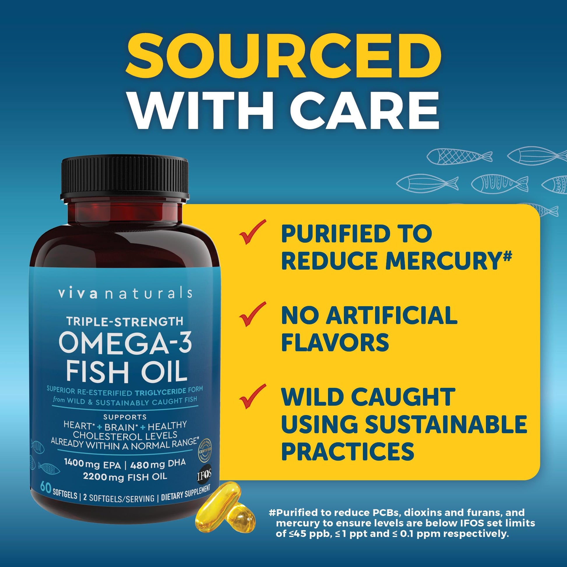 Viva Naturals Triple Strength Omega 3 Fish Oil Supplement - 2200 mg Wild Caught Viva Naturals uk supplements
