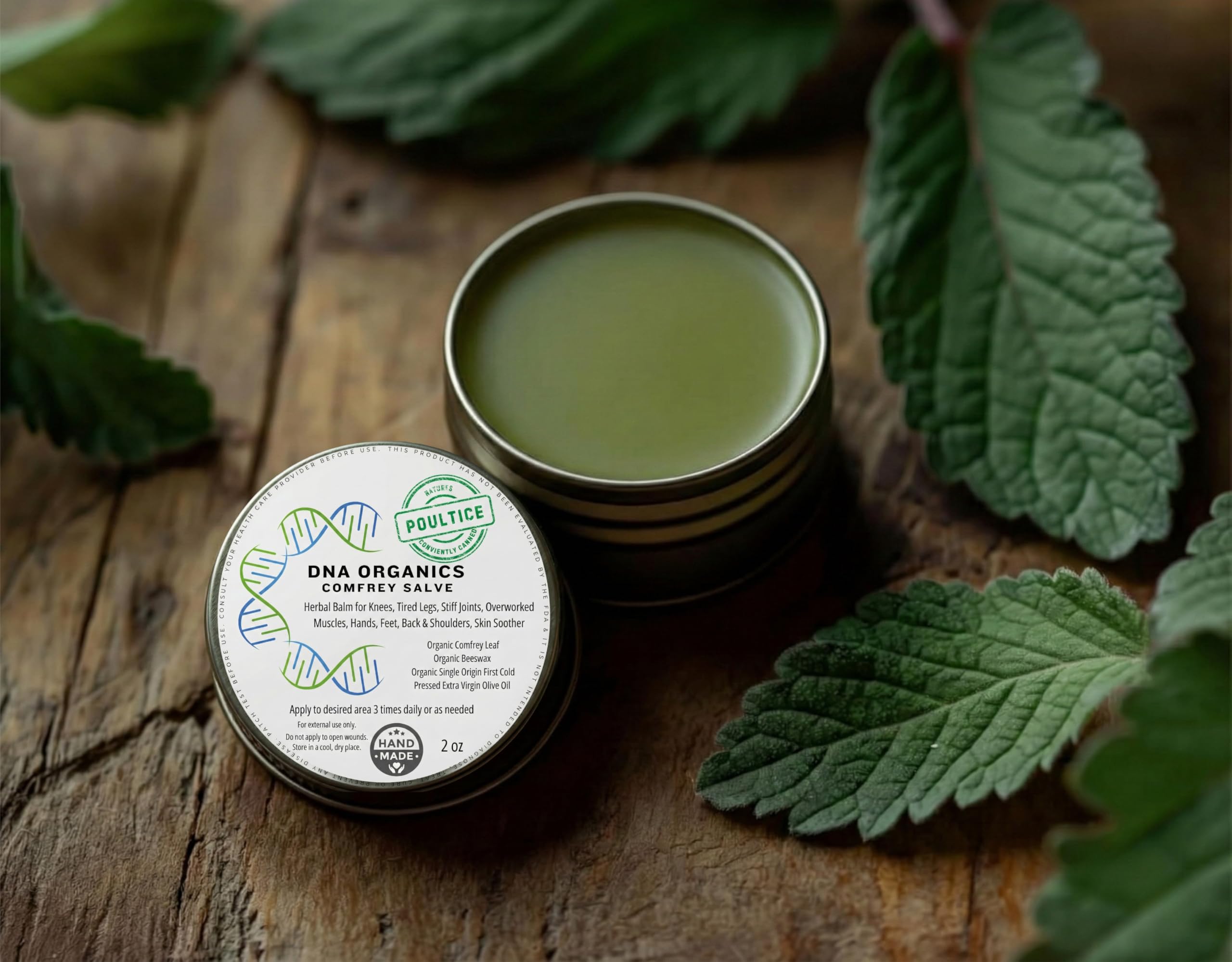 DNA Organics Comfrey Salve Ointment 2oz – Organic Herbal Salve for Bones, Muscles, Joints, Knees, Skin & Tattoo Care. Herbal Balm for Soothing Relief. Handcrafted, Slow-Infused, No Chemical Fillers Wild Castle uk supplements