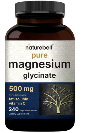 Naturebell Pure Magnesium Glycinate 500mg, 240 Veggie Capsules | 100% Chelated & Purified – 3rd Party Tested, Vegan Friendly, Non-GMO, Fiiler Free NatureBell uk supplements