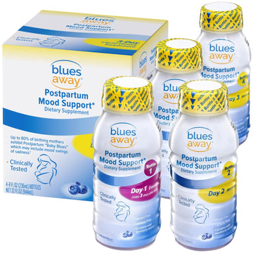 Blues Away Postpartum Mood Support Drink - Breastfeeding Friendly Postnatal Hormone Balance for Women - 3-Day Liquid Dietary Stress Support Shake [4 Bottles] Blues Away uk supplements