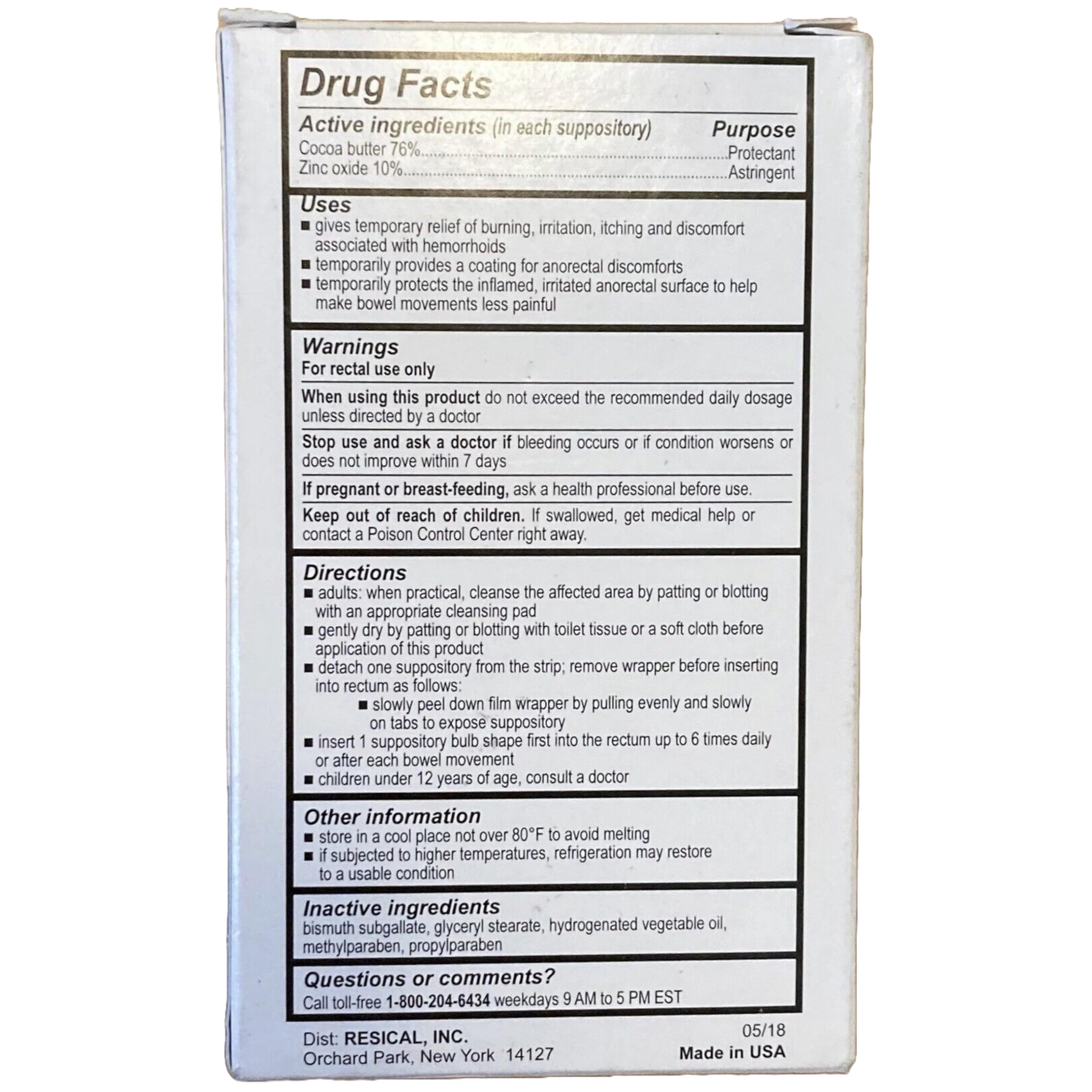 Calmol 4 Suppositories 24 (3 Pack) [Health and Beauty] RESTICOL INC. uk supplements
