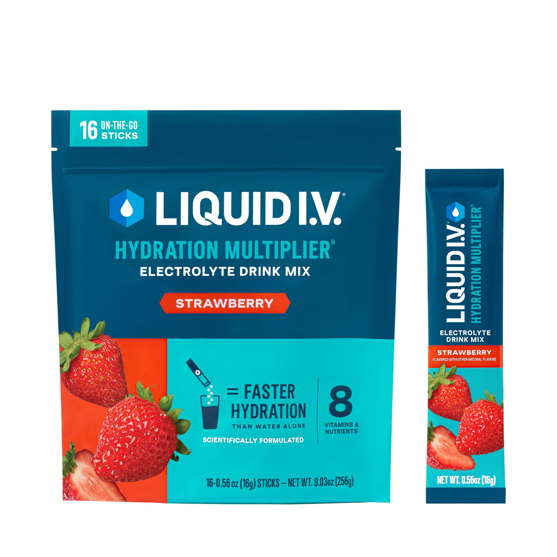 Liquid I.V.® Hydration Multiplier - Strawberry | Electrolyte Powder Drink Mix | 1 Pack (16 Servings) Liquid I.V. uk supplements