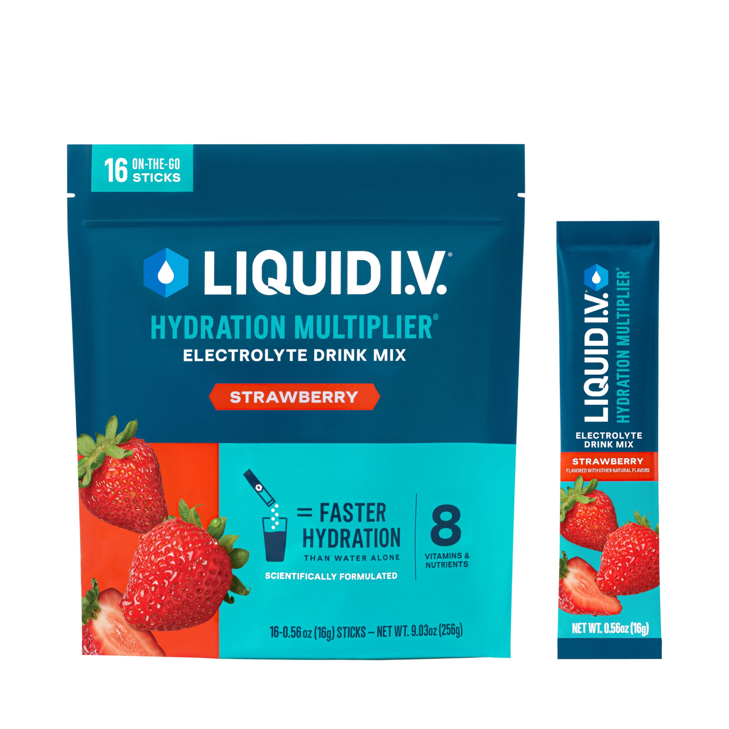 Liquid I.V.® Hydration Multiplier - Strawberry | Electrolyte Powder Drink Mix | 1 Pack (16 Servings) Liquid I.V. uk supplements
