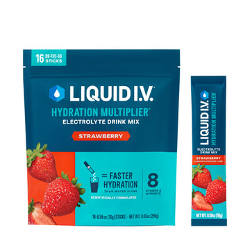 Liquid I.V.® Hydration Multiplier - Strawberry | Electrolyte Powder Drink Mix | 1 Pack (16 Servings) Liquid I.V. uk supplements