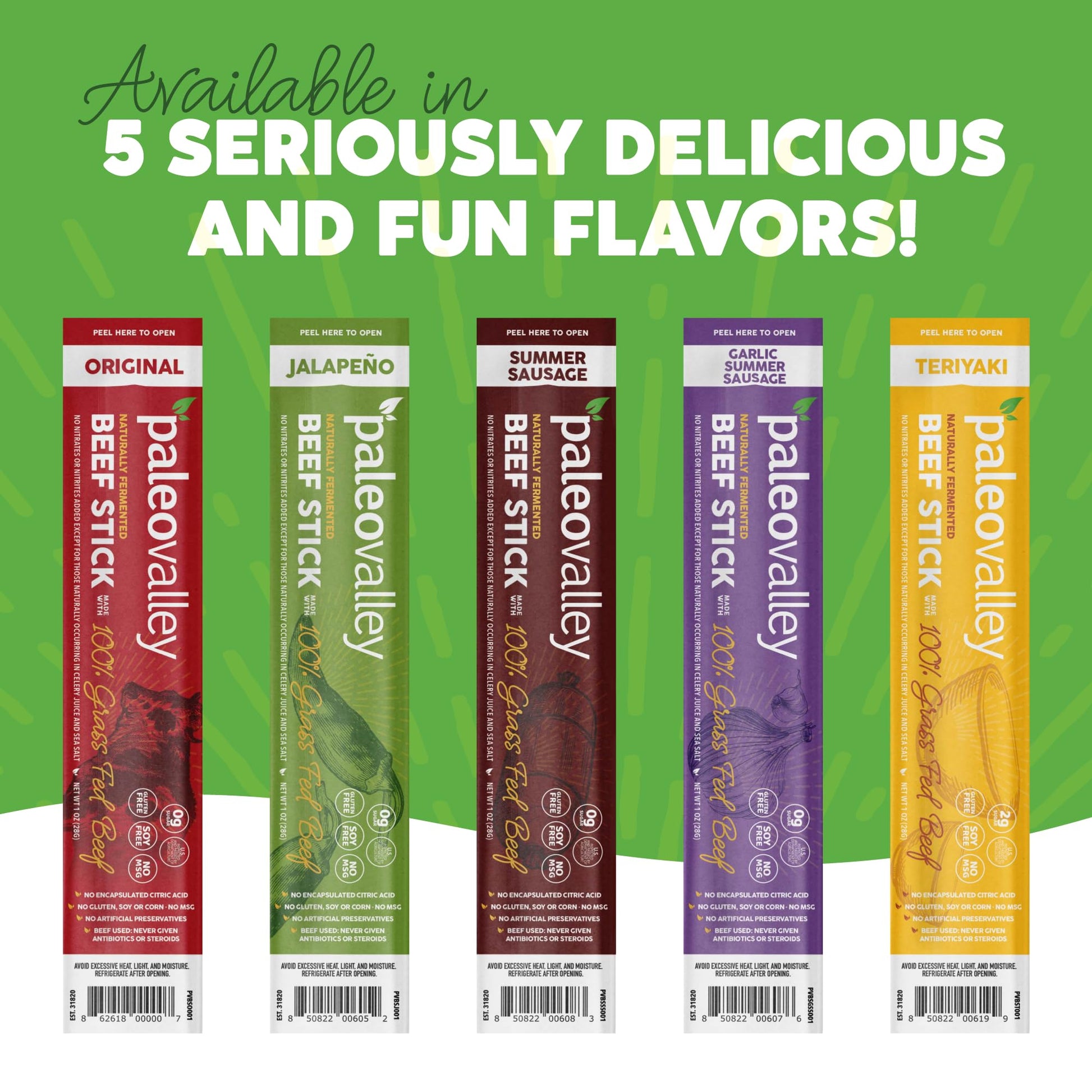 Paleovalley 100% Grass Fed Beef Sticks - Delicious Gluten Free Beef Snack - High Protein Keto Friendly, 40 Count Variety Pack Paleovalley uk supplements