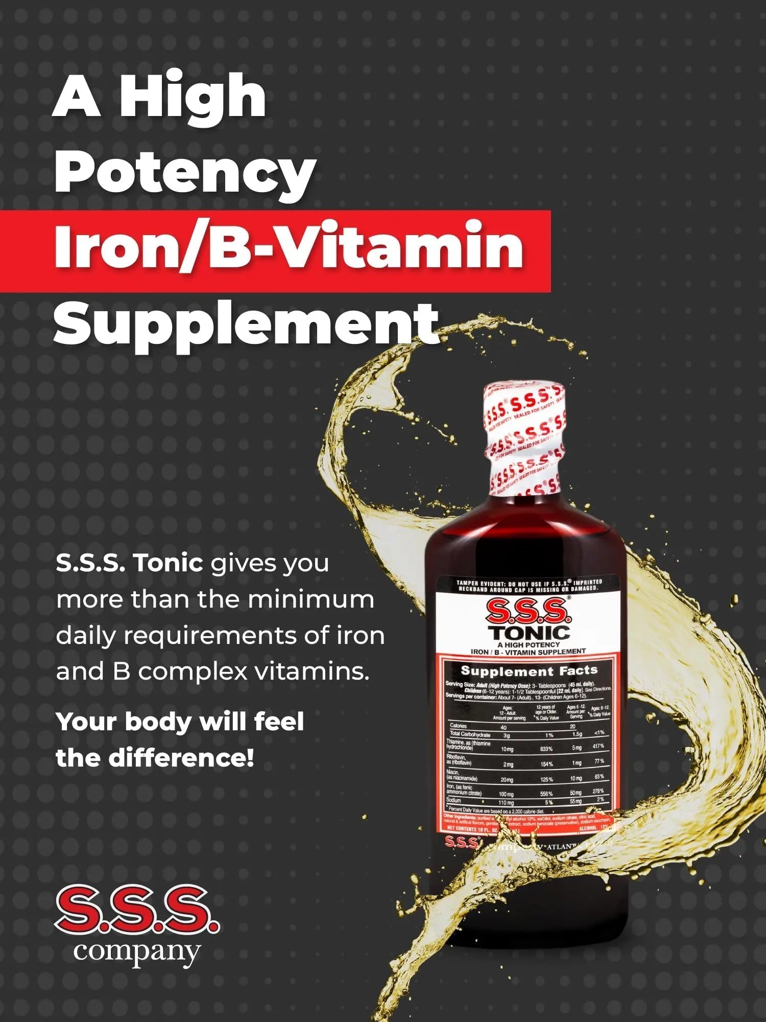 S.S.S. Tonic, Iron and Vitamin B Supplement, High Potency Vitamins, Bottle,10 Fl Oz (Pack of 1) S.S.S. CO. uk supplements