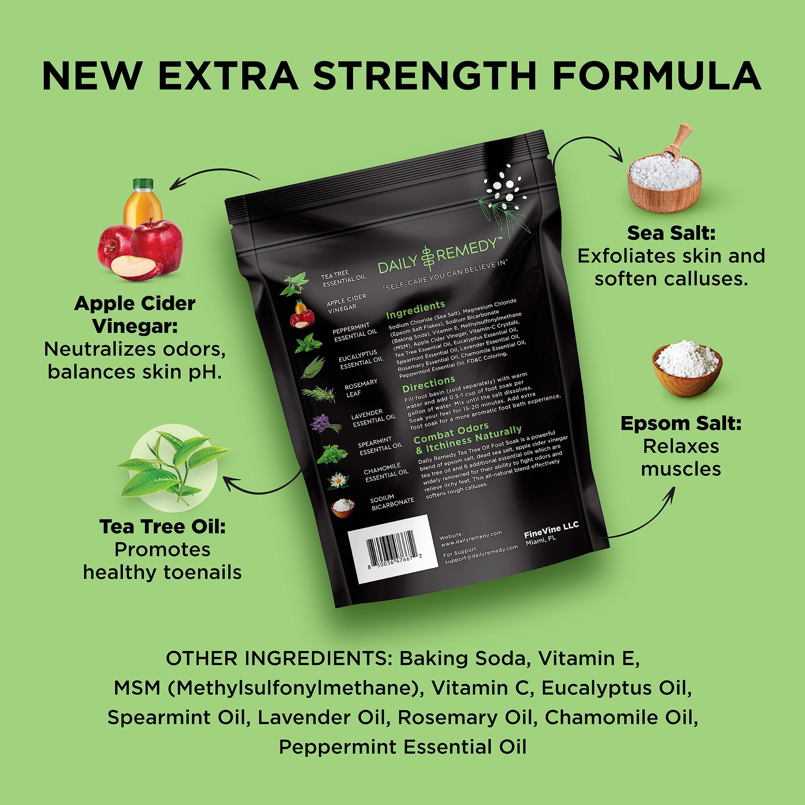 EXTRA STRENGTH Tea Tree Oil Foot Soak with Epsom Salt - Made in USA - for Toenails DAILY REMEDY uk supplements
