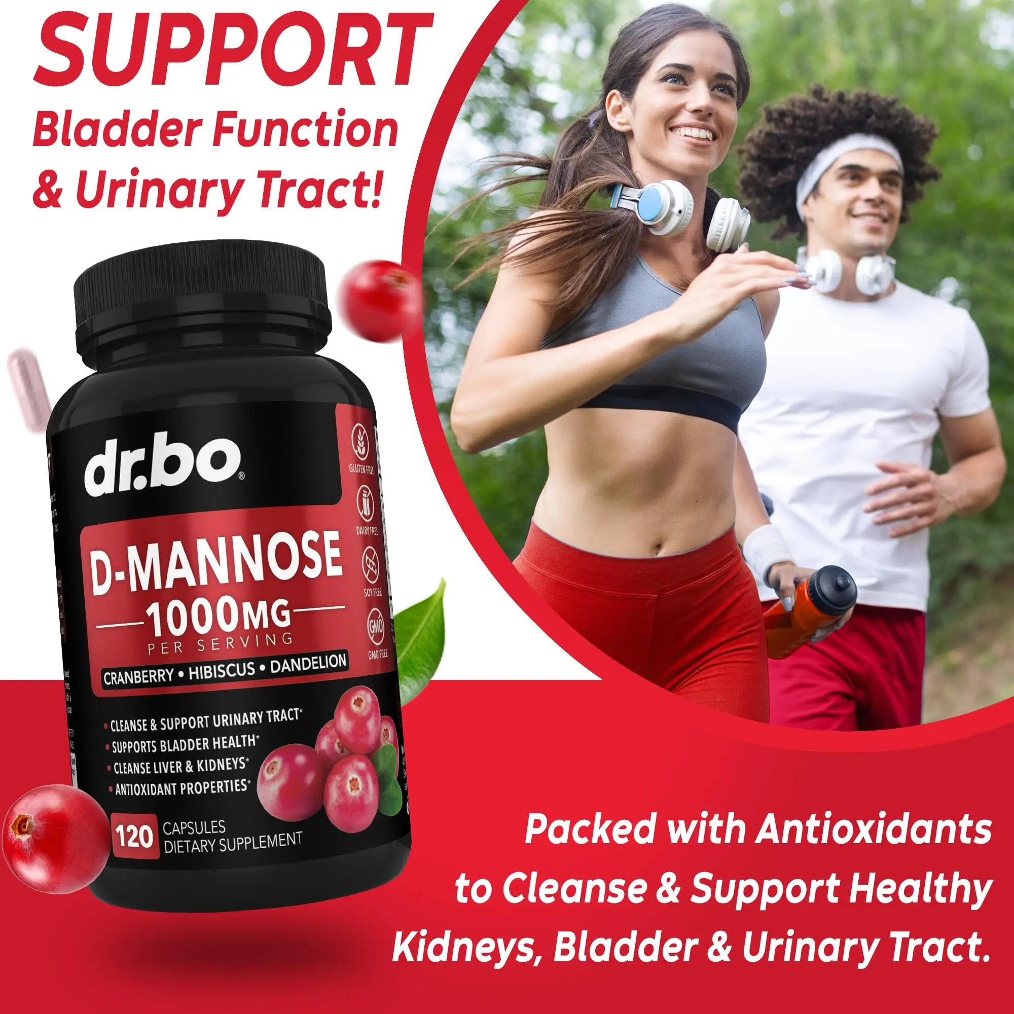 D Mannose Supplements for Women Pills - Natural D-Mannose 500mg Capsules, Cranberry DMannose Pills 1000mg Per Serving - Bladder Flush & Urinary Tract Cleanse Health Supplement - 120 Veg Capsules DR. BO uk supplements