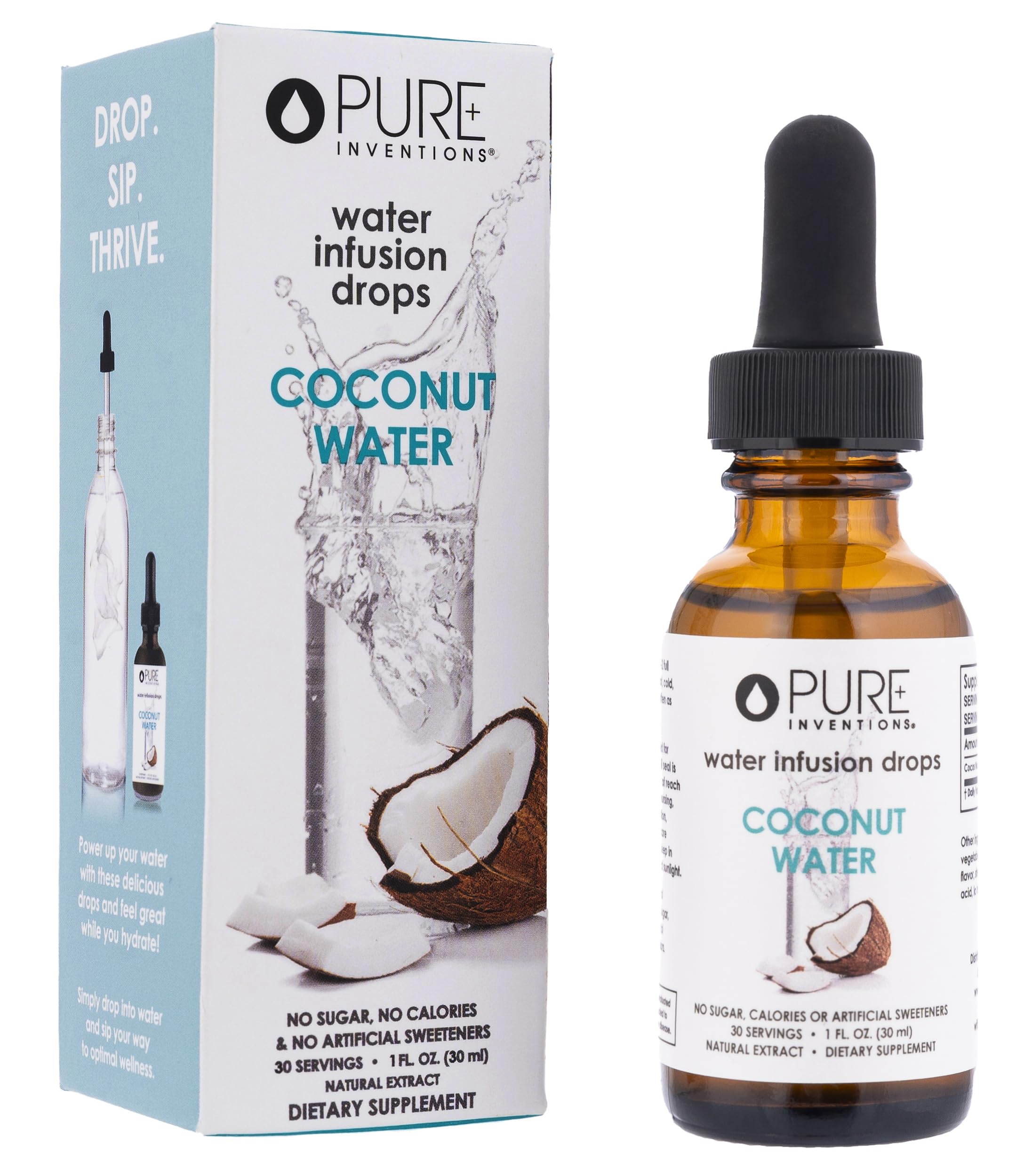 Pure Inventions - Coconut Water Infusion Drops – Electrolytes - Sugar-Free Hydration, Zero Calories, No Artificial Sweeteners, Clean Ingredients, 30 Servings Pure Inventions uk supplements
