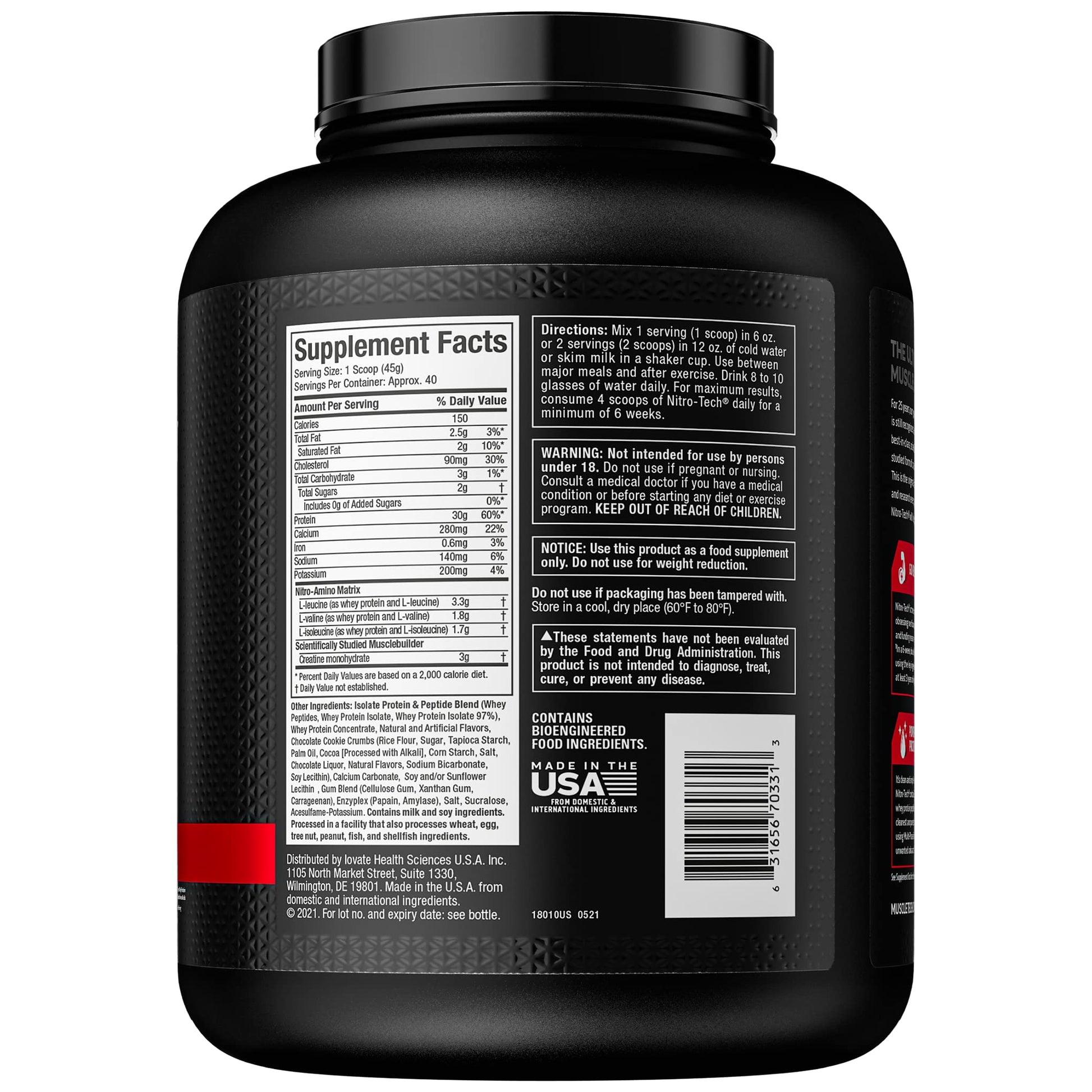Whey Protein Powder MuscleTech Nitro-Tech Whey Protein Isolate & Peptides Protein Muscletech uk supplements