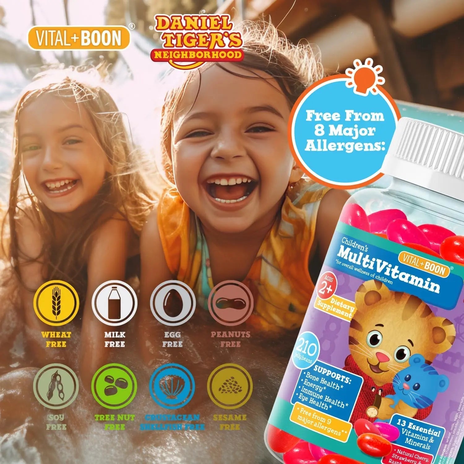 Daniel Tiger - Kids Multivitamin Jellybeans (210 Jellybean Bottle) Toddler 2+ & Kids Vitamins - 13 Essential Vitamins & Minerals to Support Bone Health Vital+Boon uk supplements