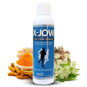 HerbX X-Jow Extra Strength Pain Relief Gel 4 oz - Herbal Massage Gel for Massage Therapy and Sports - Pain Terminator Cream for Muscles, Shoulders, and Joints Inflammation, Soreness and Discomfort x-jow uk supplements