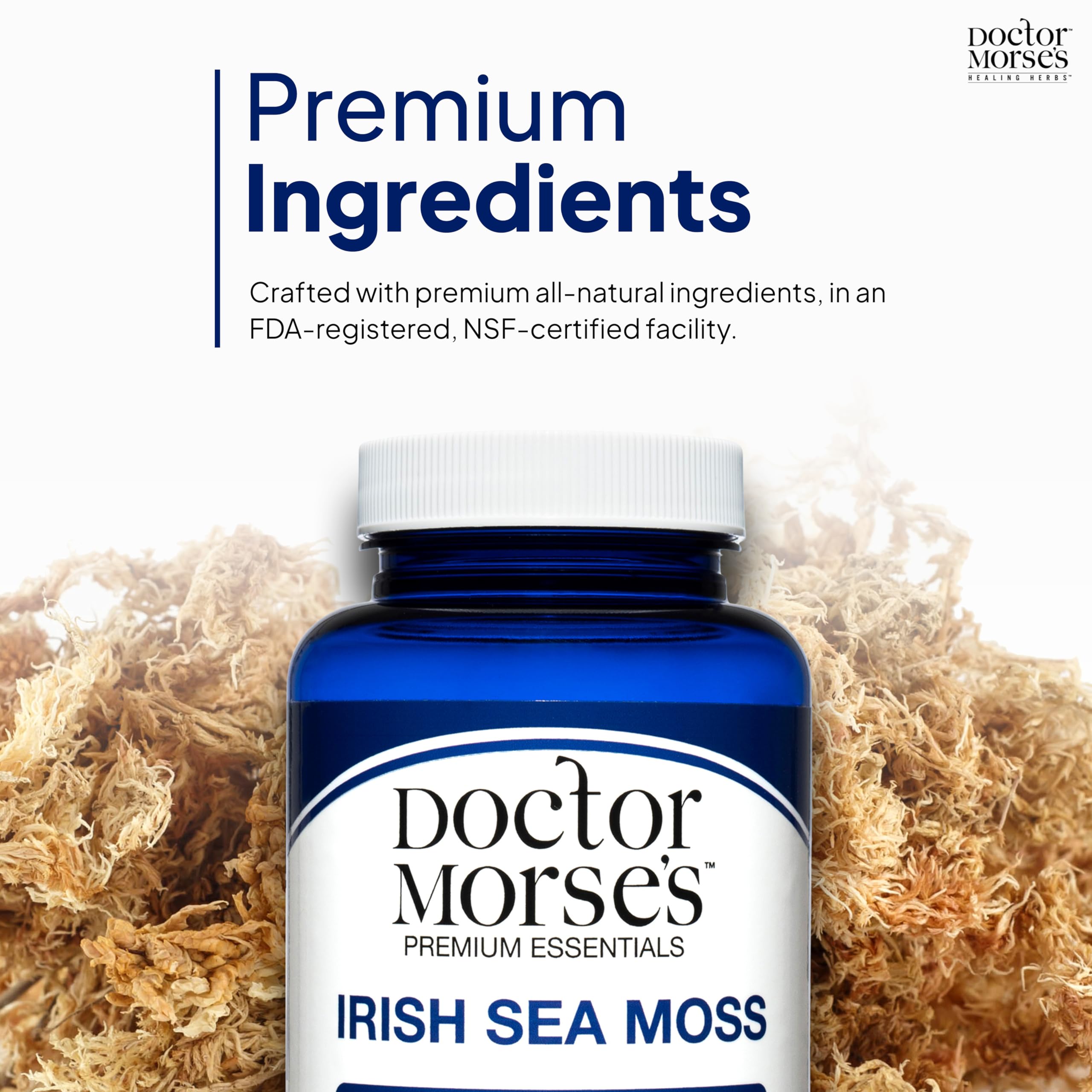 Irish Sea Moss Advanced Supplement Capsules 1500mg, Ultra Potent Seamoss Advanced with Bladderwrack & Burdock Root, Made in FDA-Registered, NSF-Certified Facility, Overall Health Support, 90 Capsules Doctor Morse's uk supplements