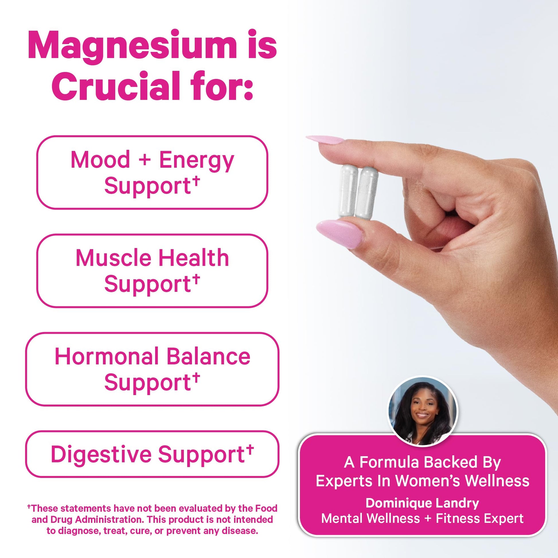 Pink Stork Magnesium Glycinate with Vitamin D - Magnesium Supplement for Women to Support Natural Calm, Mood, and Sleep - Hormone Balance for Women - 60 Capsules, Berry Essence, 1 Month Supply Pink Stork uk supplements