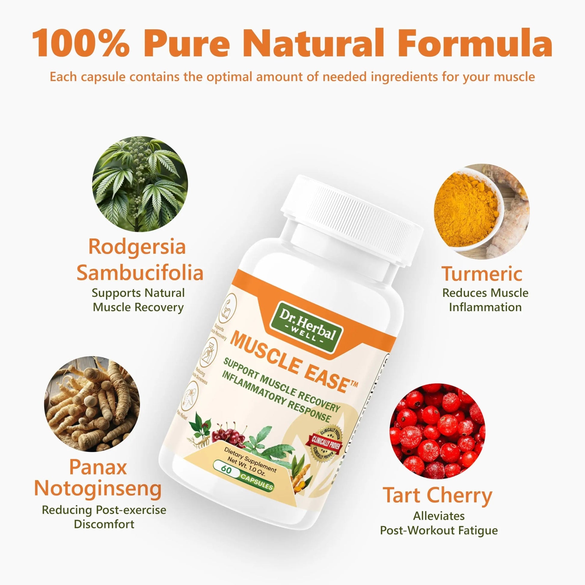 DR.HERBAL WELL Muscle Ease - Joint, Muscle & Nerve Support Fast Acting Relax Comfort Recovery Natural Herbal Supplement - (60 Capsules) MAX-Strength DR. HERBAL WELL uk supplements