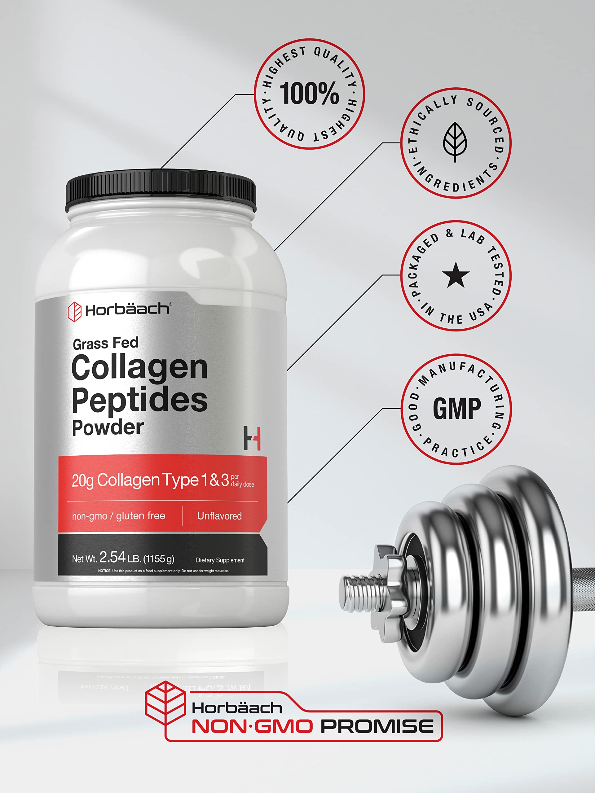 Collagen Peptides Powder 40 oz | Unflavored | Type 1 and 3 | Hydrolyzed Protein Collagen Horbäach uk supplements