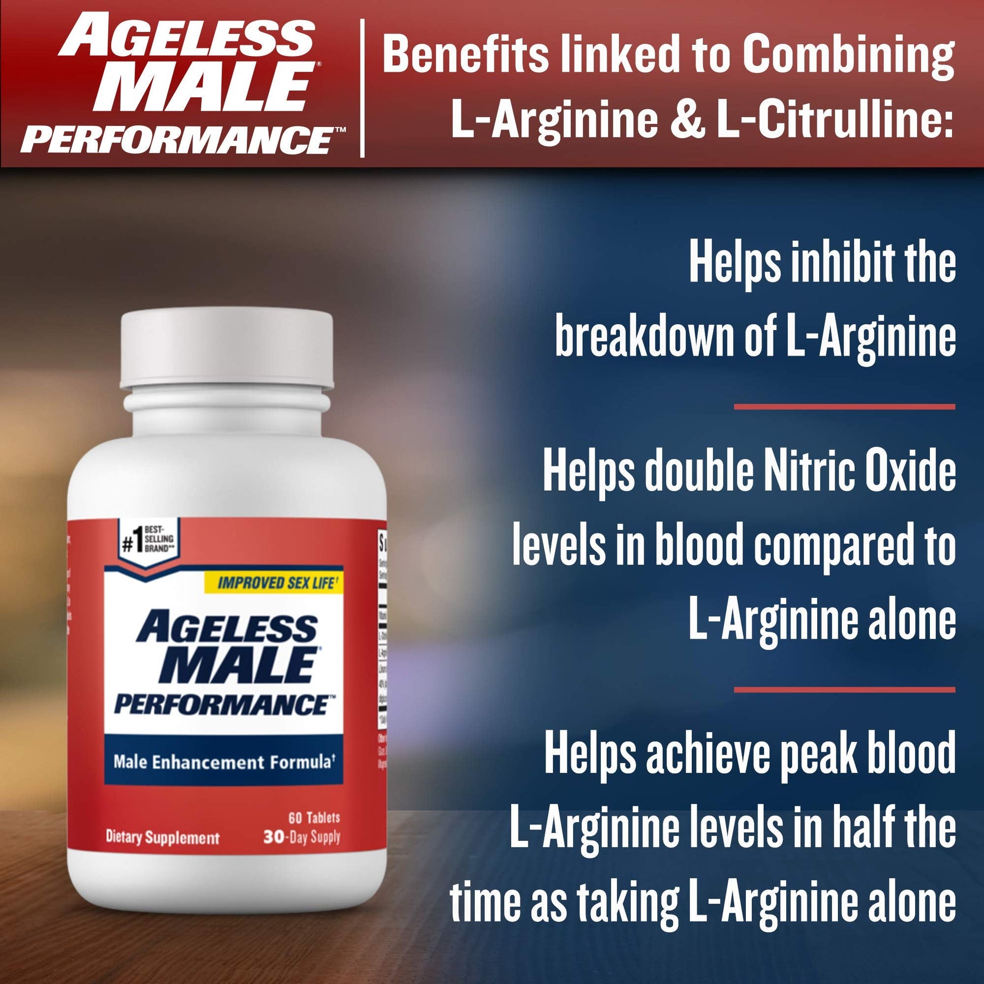 Ageless Male Performance Nitric Oxide Booster for Men - Promote Blood Circulation New Vitality uk supplements