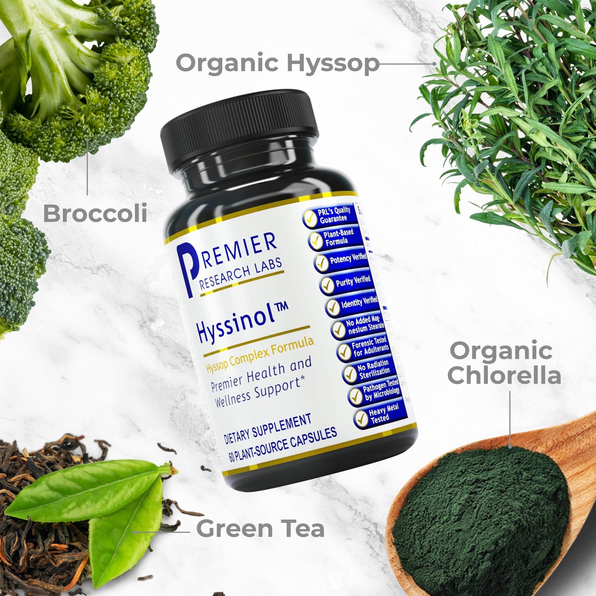 Premier Research Labs Hyssinol - Hyssop Herb, Hyssop Capsules, Wellness Pills with Organic Hyssop Dry Herb, Dietary Supplement with Green Tea, Antioxidant Support - 60 Vegetarian Capsules Premier Research Labs uk supplements
