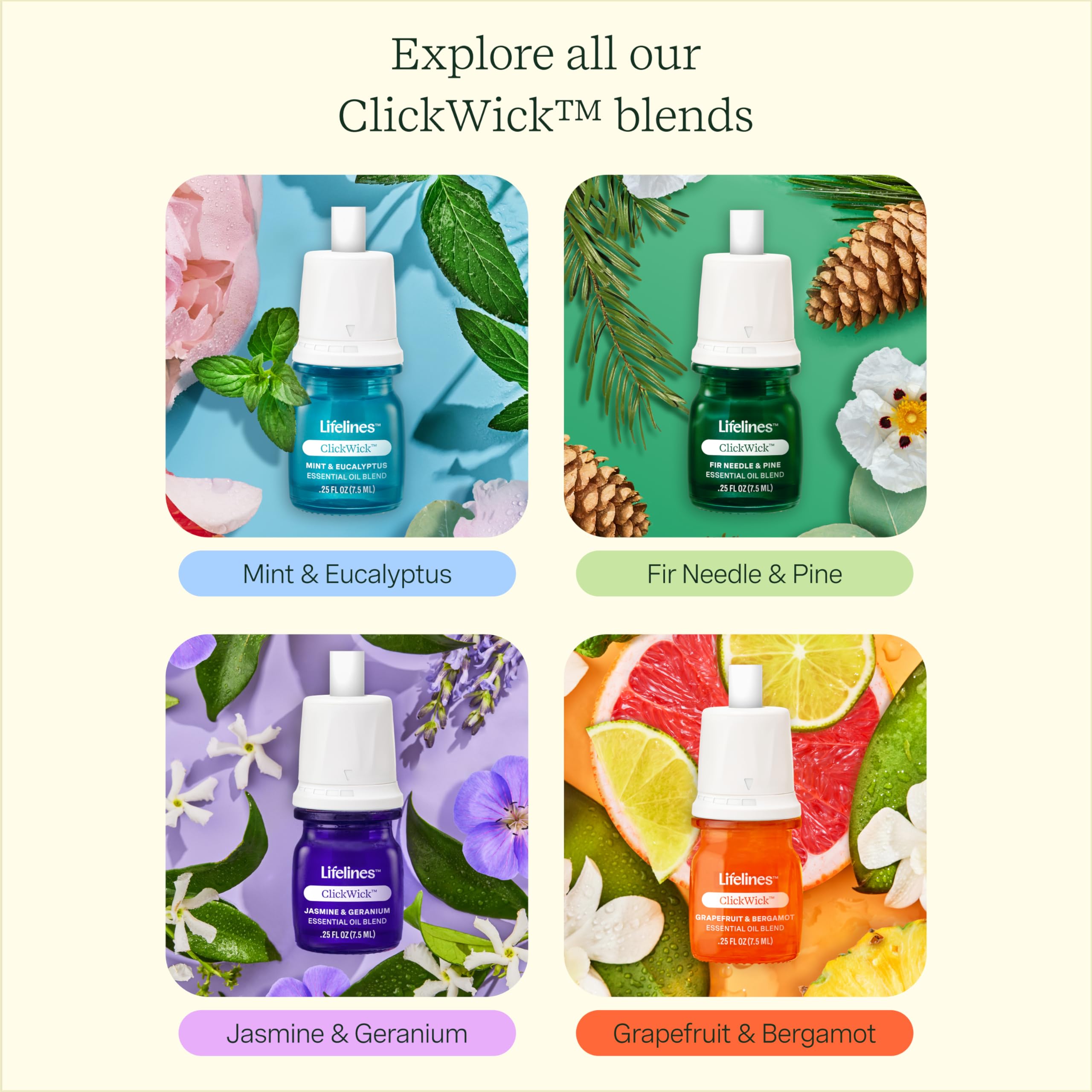 Lifelines ClickWick Essential Oil Blend 2-Pack: in Bloom and Citrus Grove, for Lifelines ClickWick Essential Lifelines uk supplements