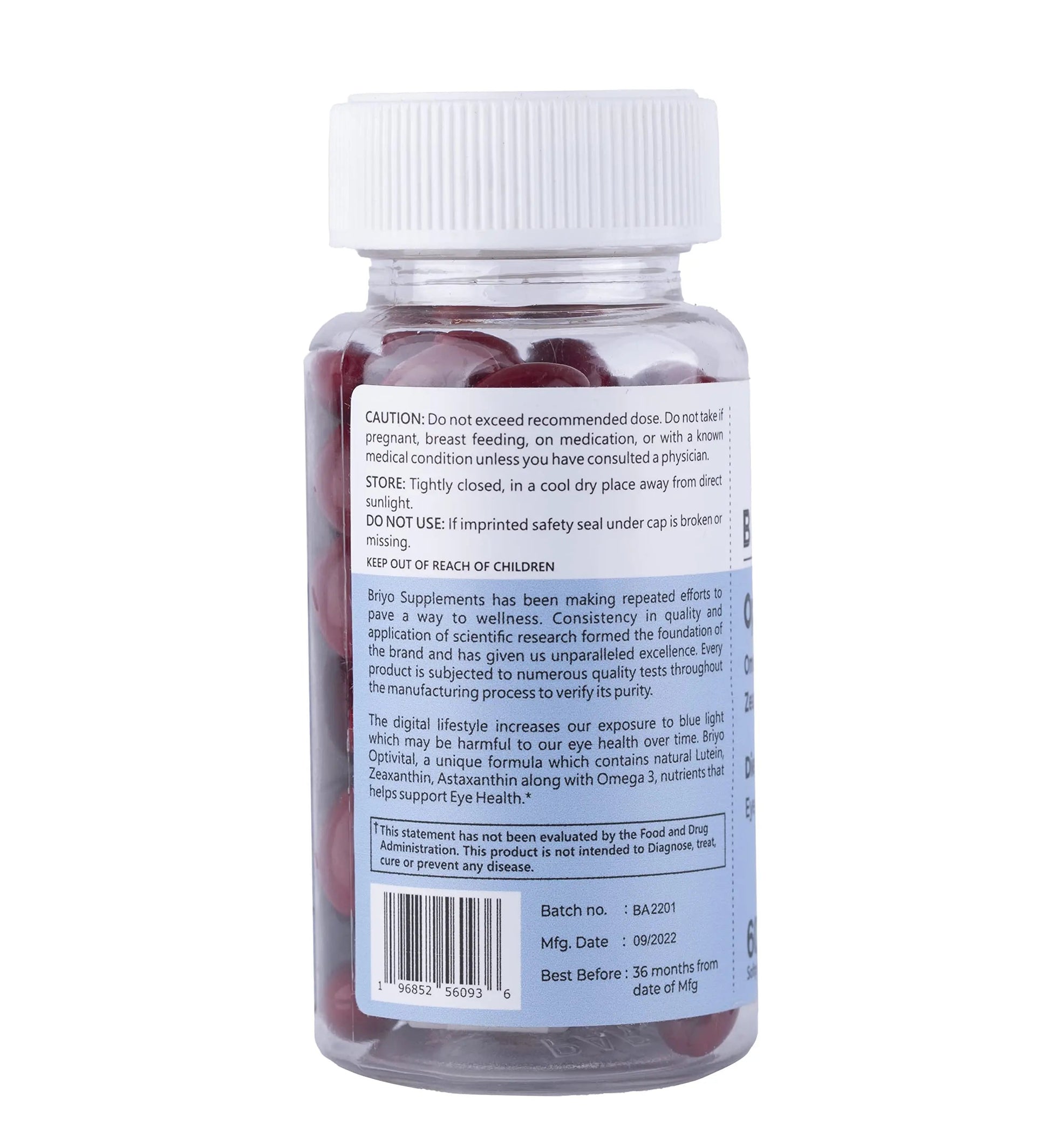 Briyo OptiVital Eye Health Supplement – Lutein, Zeaxanthin, Astaxanthin & Omega-3 from Natural Sources – Supports Vision Briyosis uk supplements