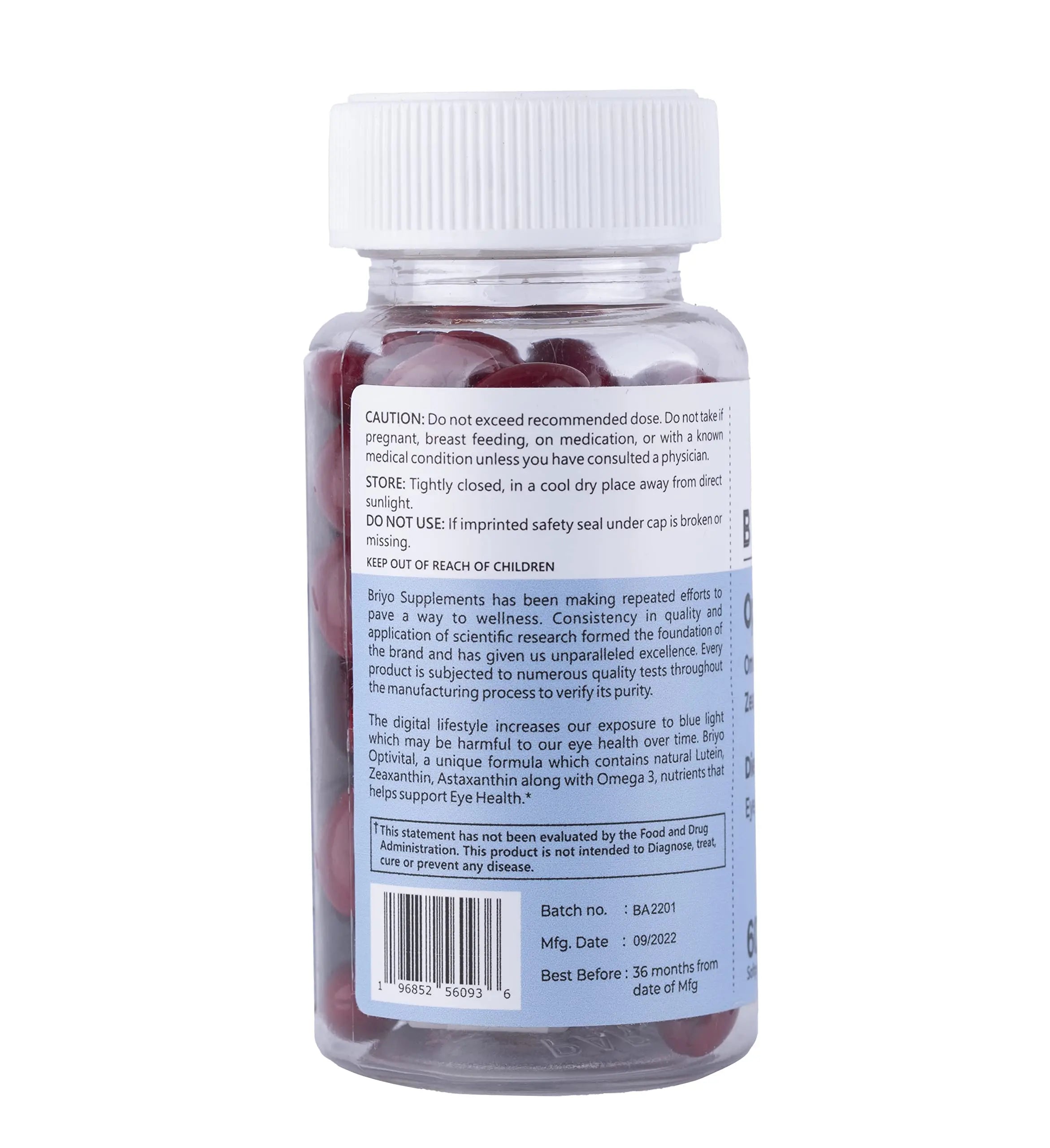 Briyo OptiVital Eye Health Supplement – Lutein, Zeaxanthin, Astaxanthin & Omega-3 from Natural Sources – Supports Vision Briyosis uk supplements