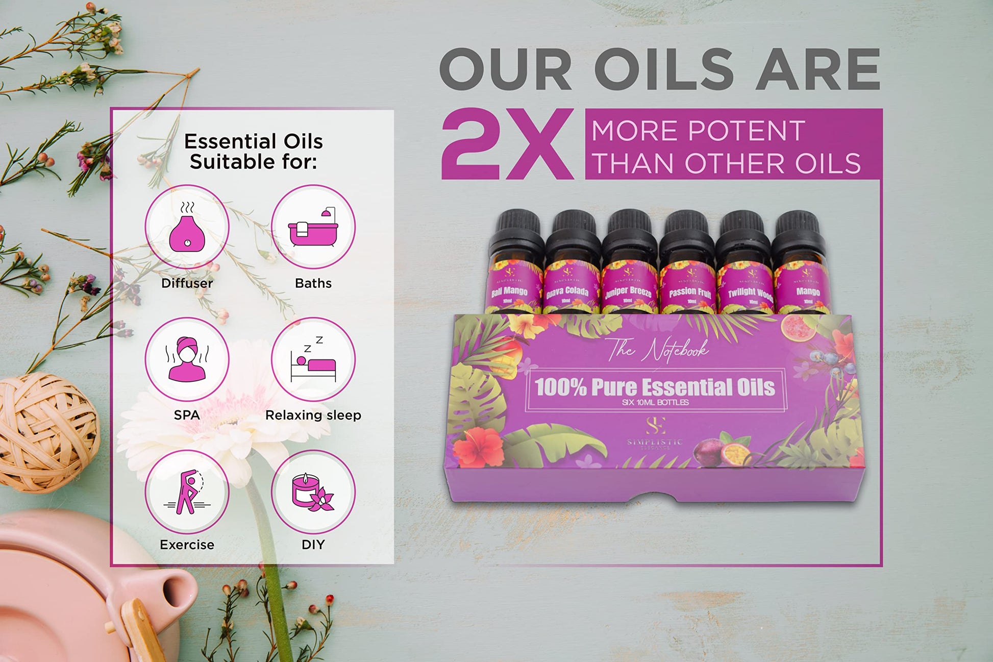 Simplistic Elegance Essential Oils Set - Top 6 Natural Aromatherapy Oils for Diffusers Humidifier Massage Simplistic Elegance uk supplements