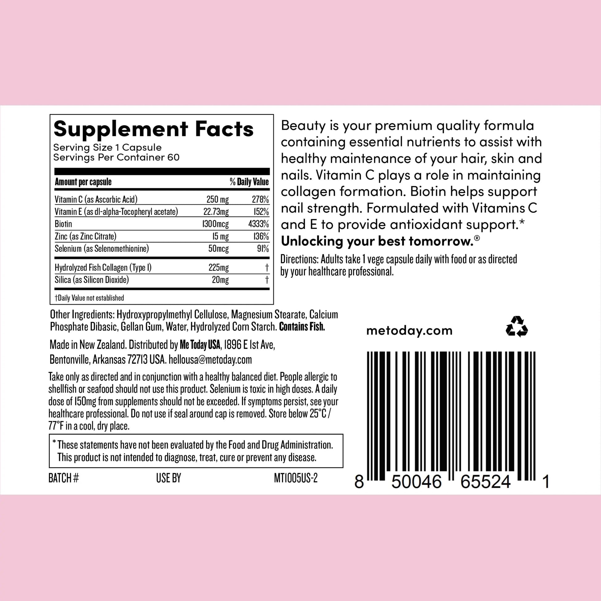 me today Beauty Supplement Hair, Skin and Nails, Vitamins for Women and Men – with Biotin, Collagen, Vitamin C me today uk supplements