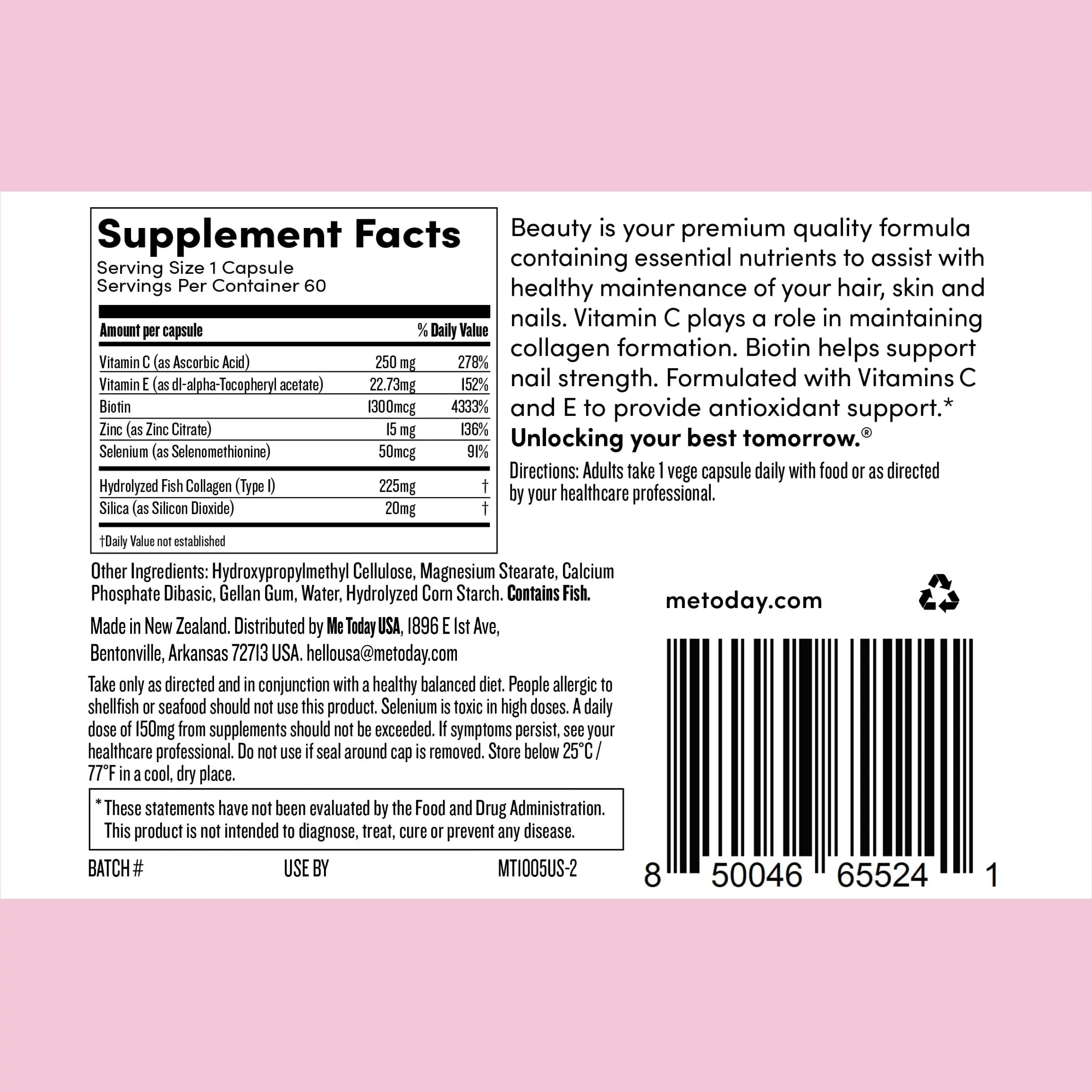me today Beauty Supplement Hair, Skin and Nails, Vitamins for Women and Men – with Biotin, Collagen, Vitamin C me today uk supplements